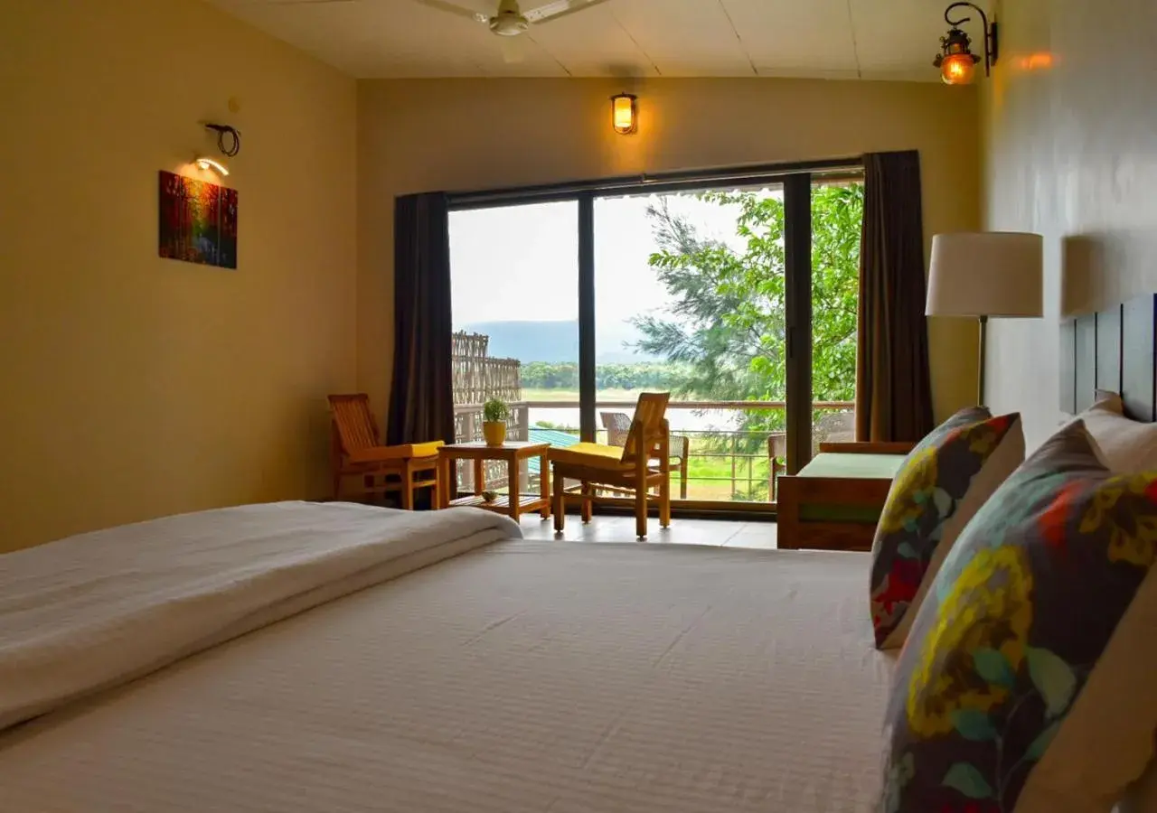 Bed in The Satpura Panchtatva Villa Bed in The Satpura Panchtatva Villa