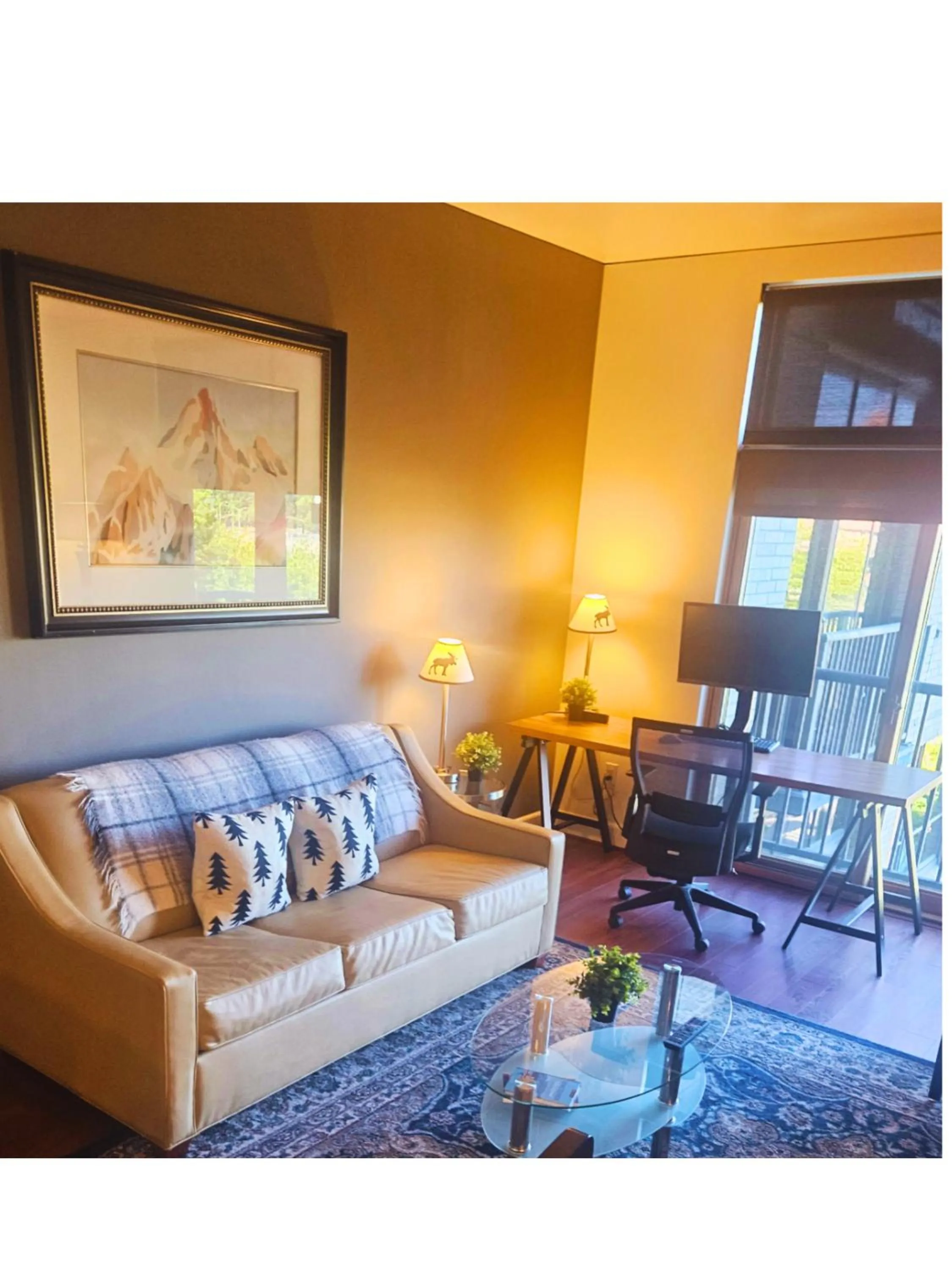 Living room in Renu Suites at The Burlington Portland