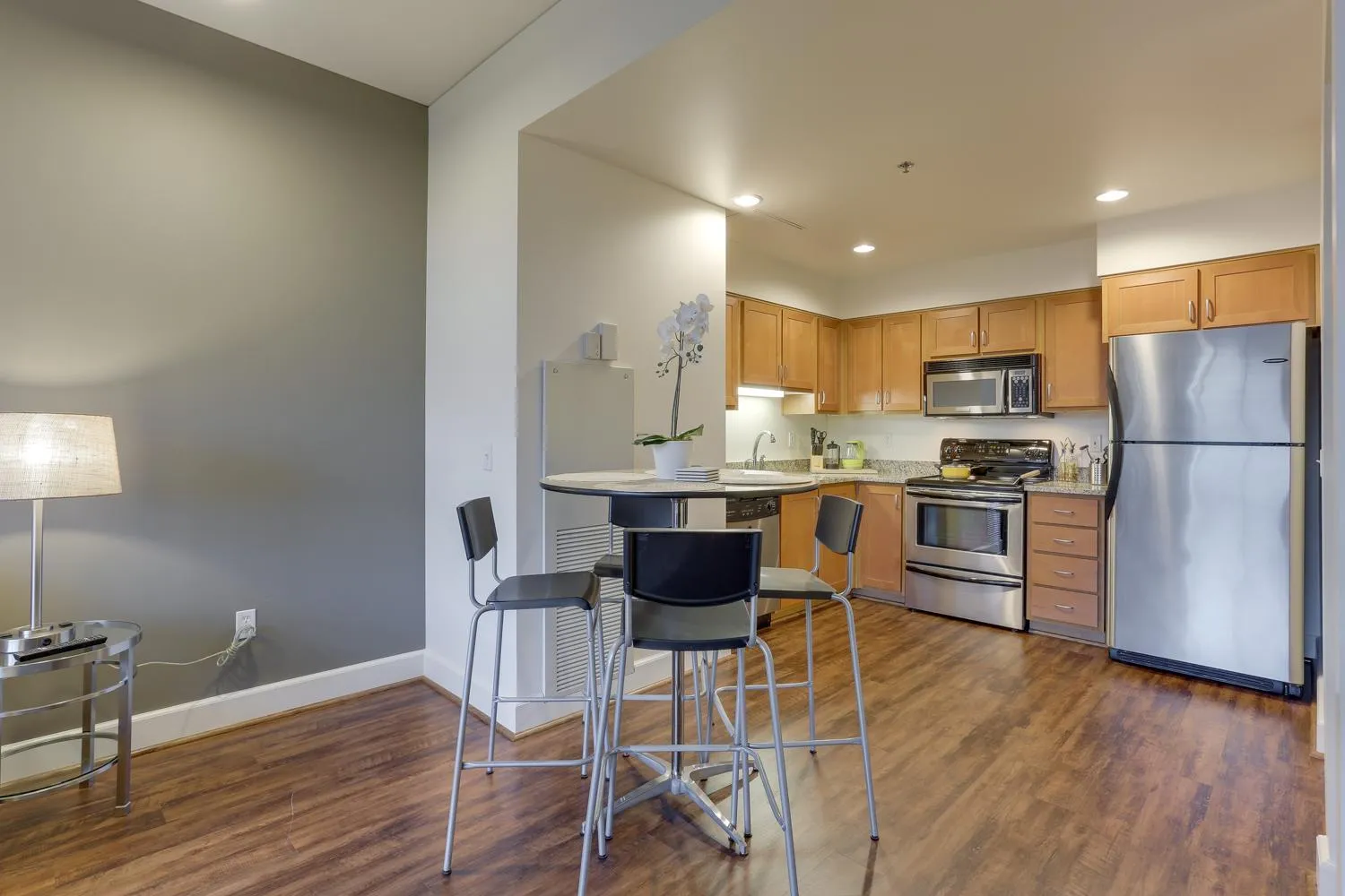 Kitchen or kitchenette in Renu Suites at The Burlington Portland
