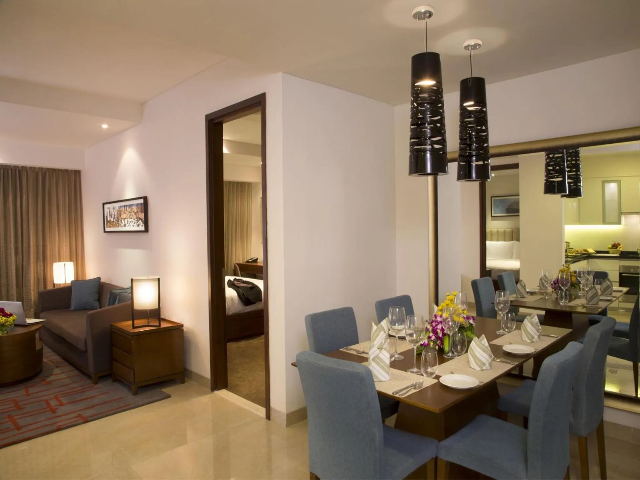 Dining area in Oakwood Residence Whitefield Bangalore