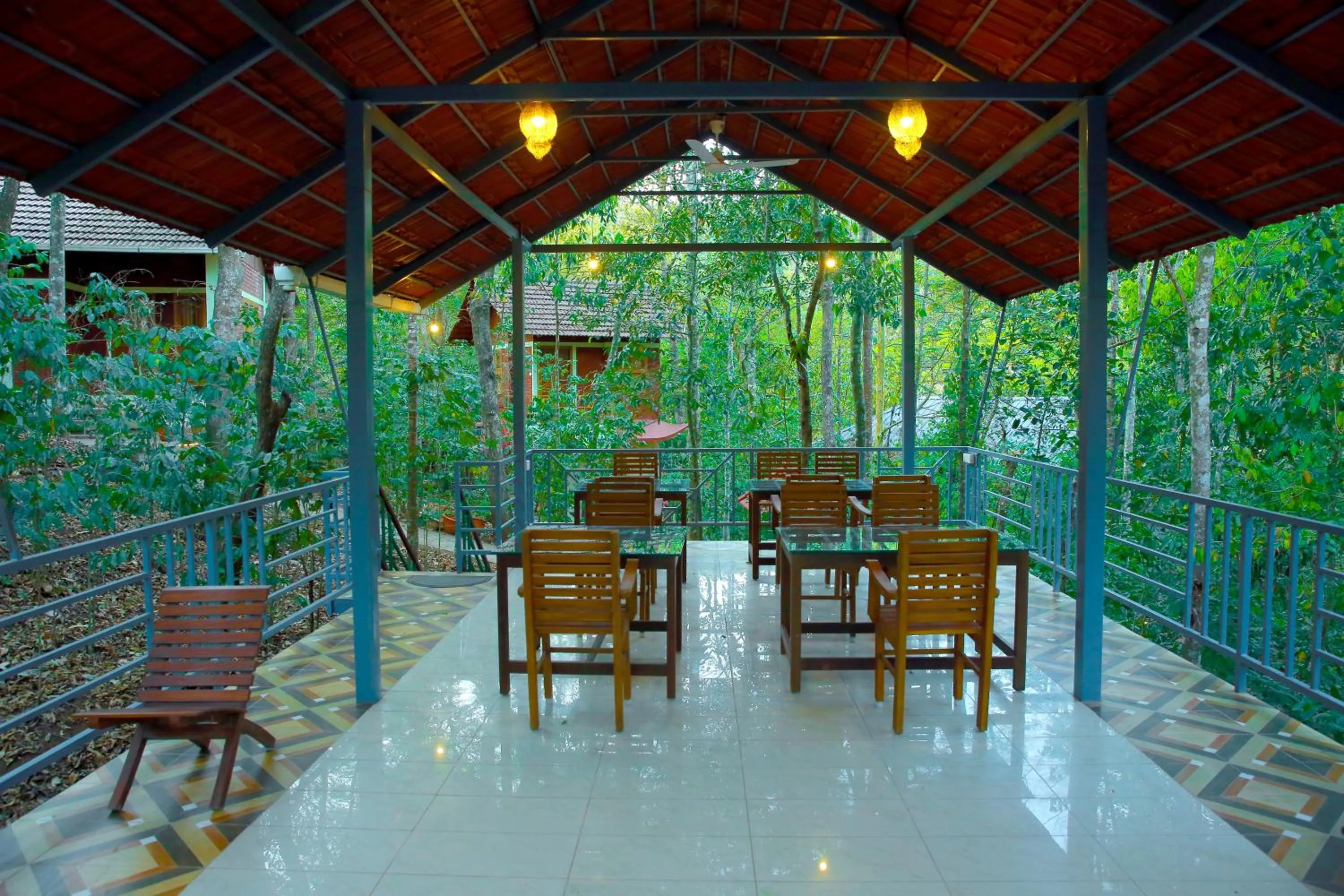 Dining area in Snow Hills Nature Resort, Thekkady