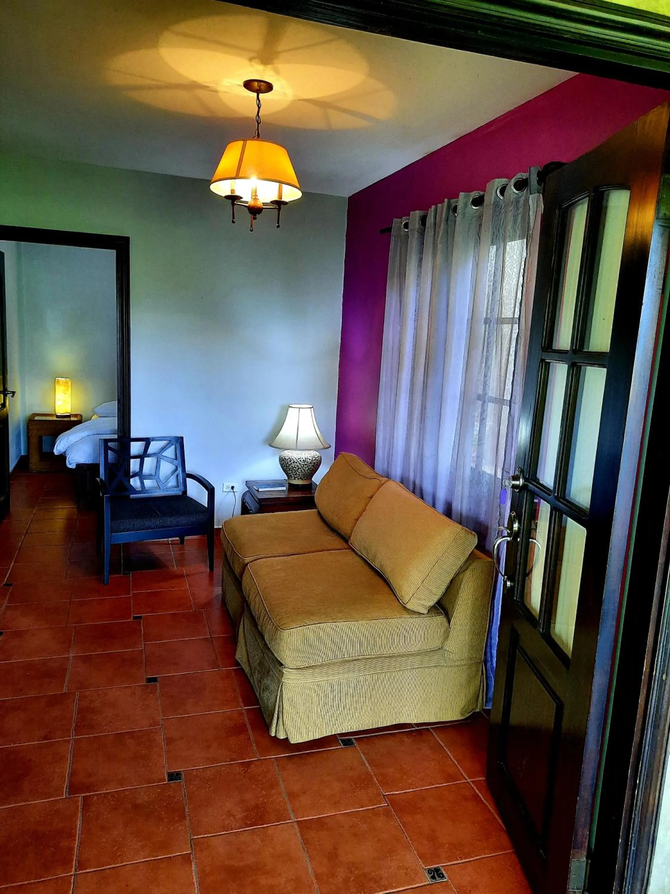 Living room, Bed in Cabañas San Miguel