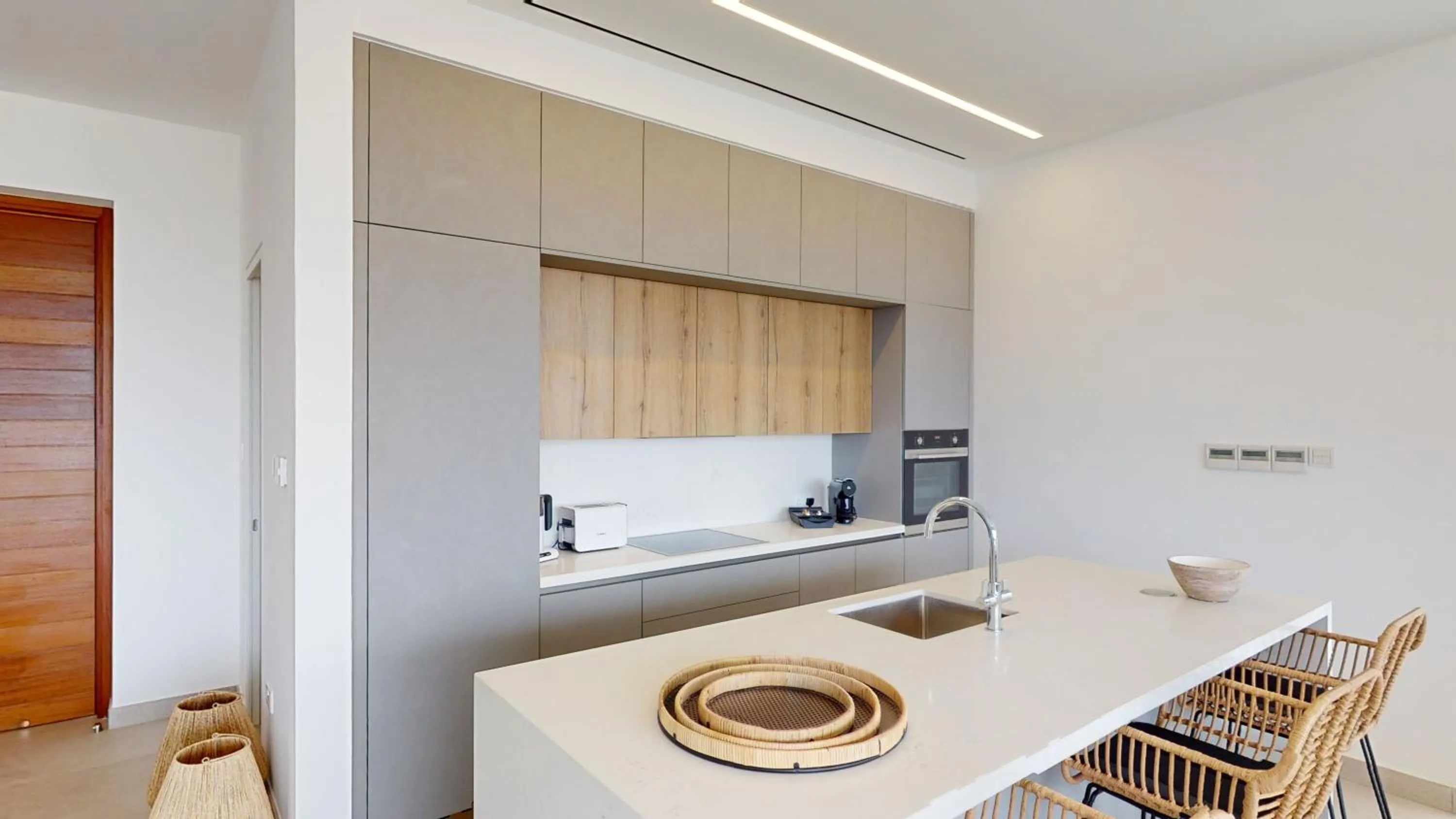 Kitchen or kitchenette in Periyiali Konnos Villas Beach Resort