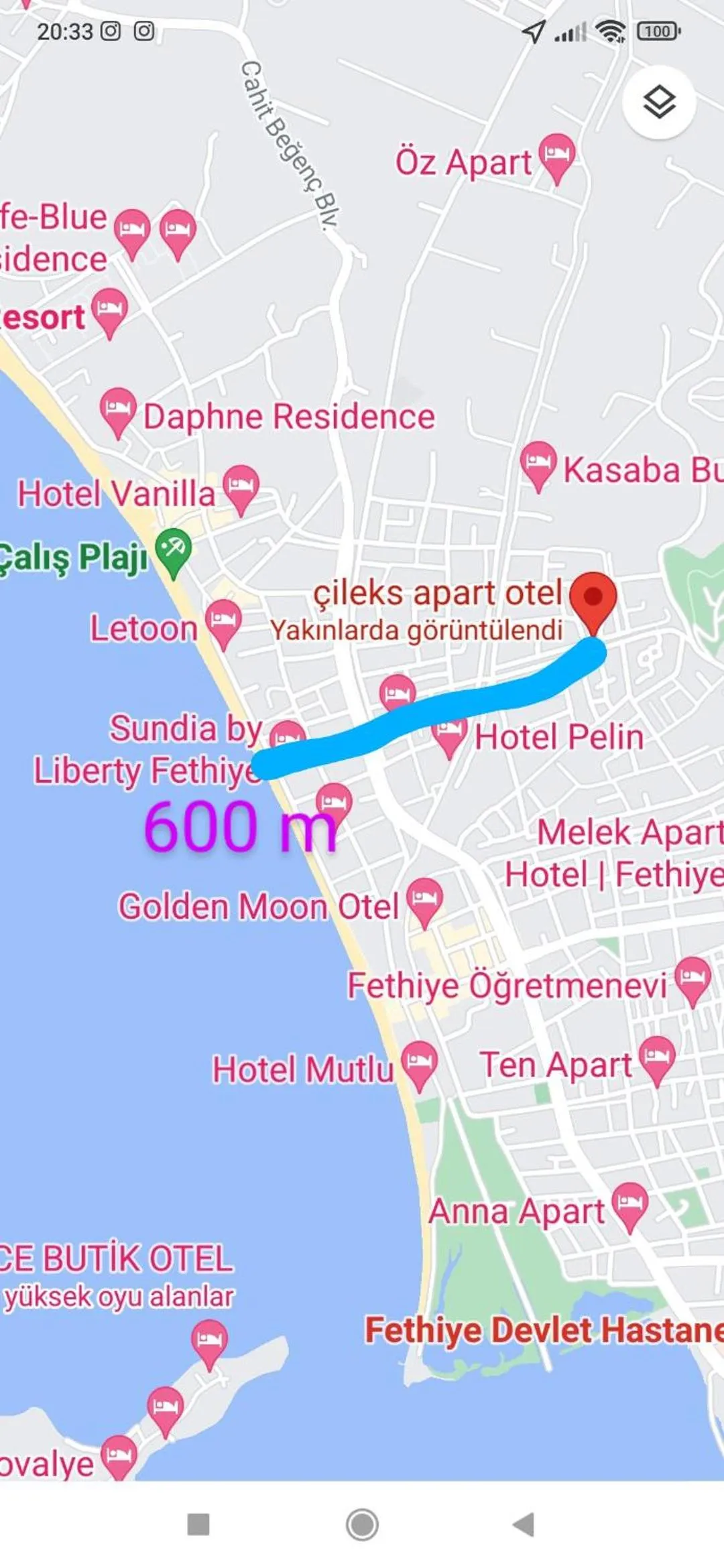 Bird's eye view in çileks apart otel