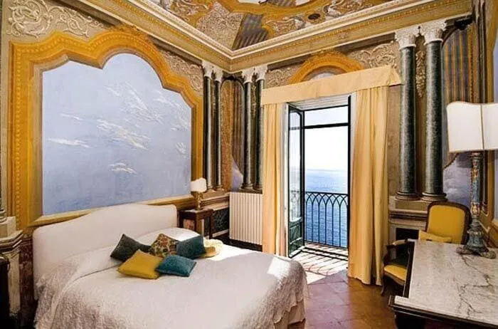 Bed in Villa Principessa Pool and Sea Access by Amalfivacation