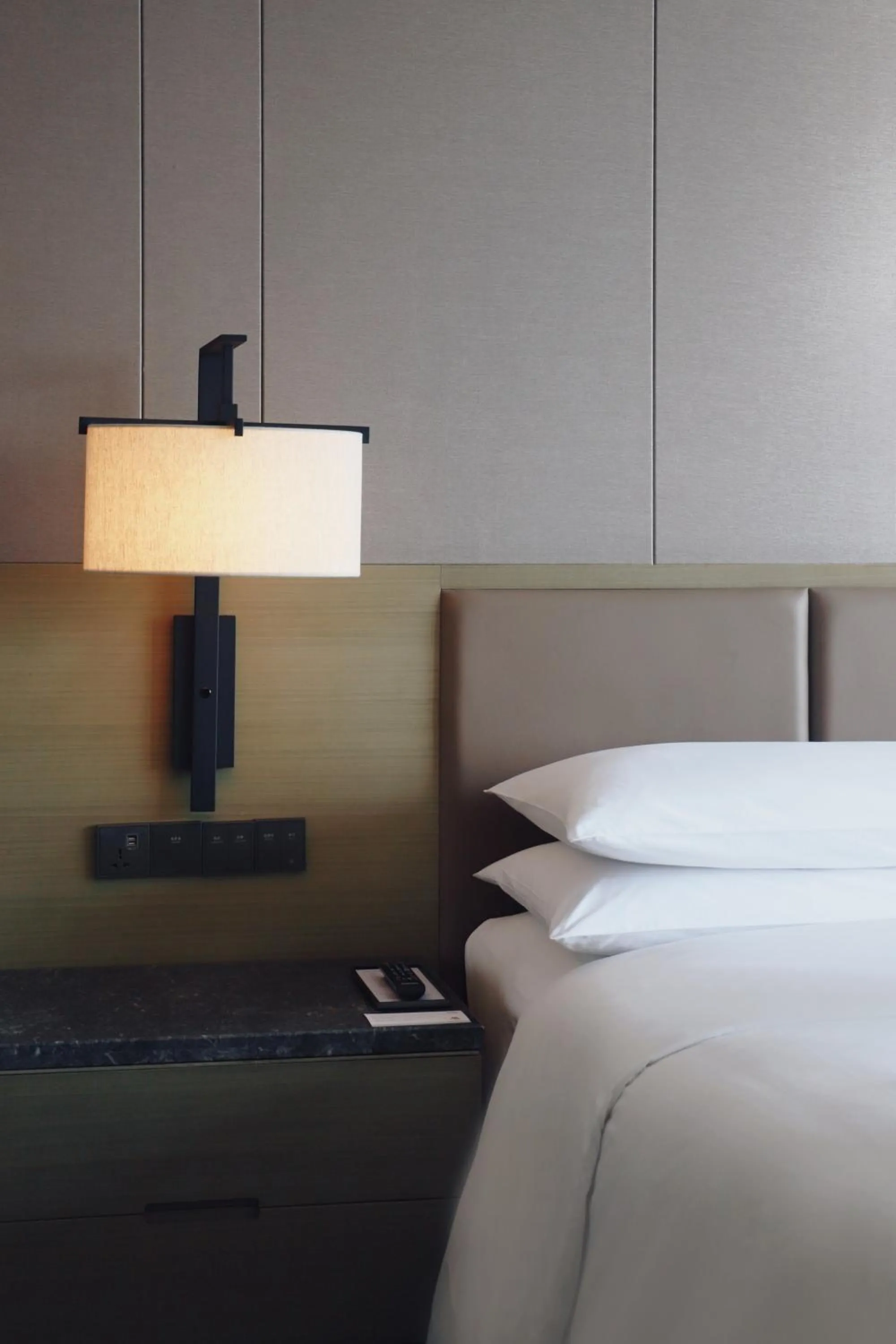 Bed in Baotou Marriott Hotel
