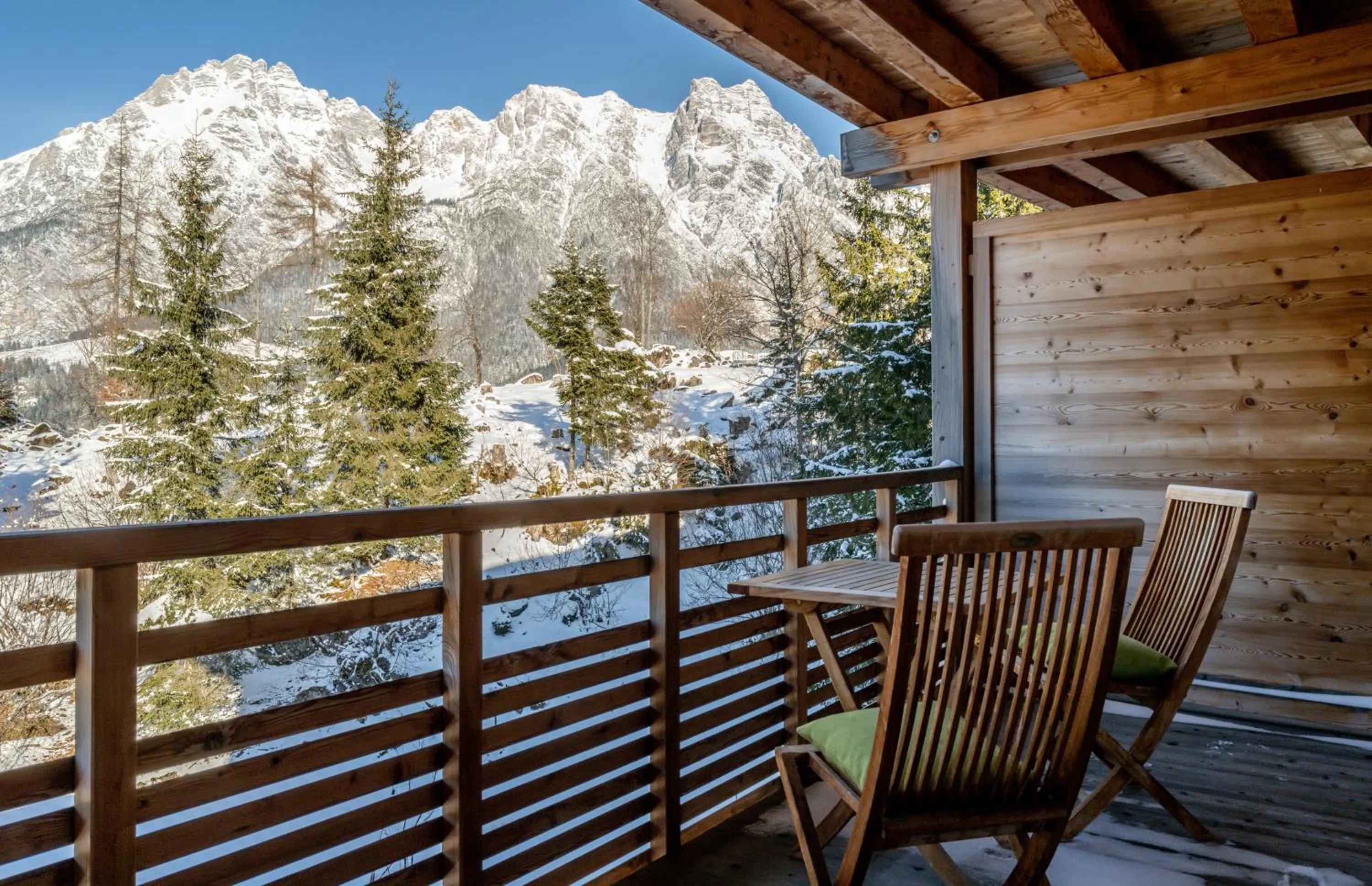 Balcony/Terrace in Holzhotel Forsthofalm