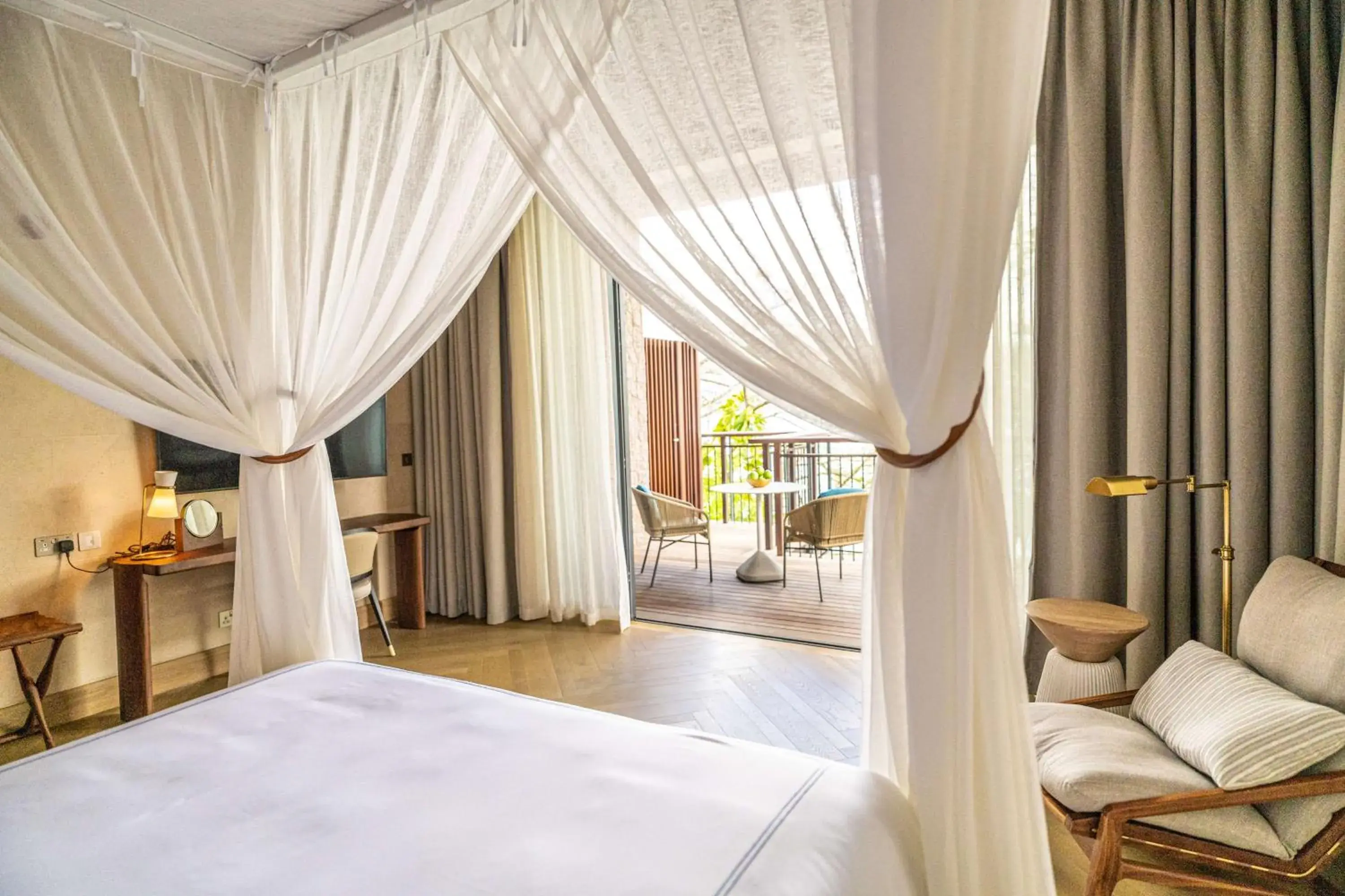 Bed in Mango House Seychelles, LXR Hotels & Resorts Bed in Mango House Seychelles, LXR Hotels & Resorts