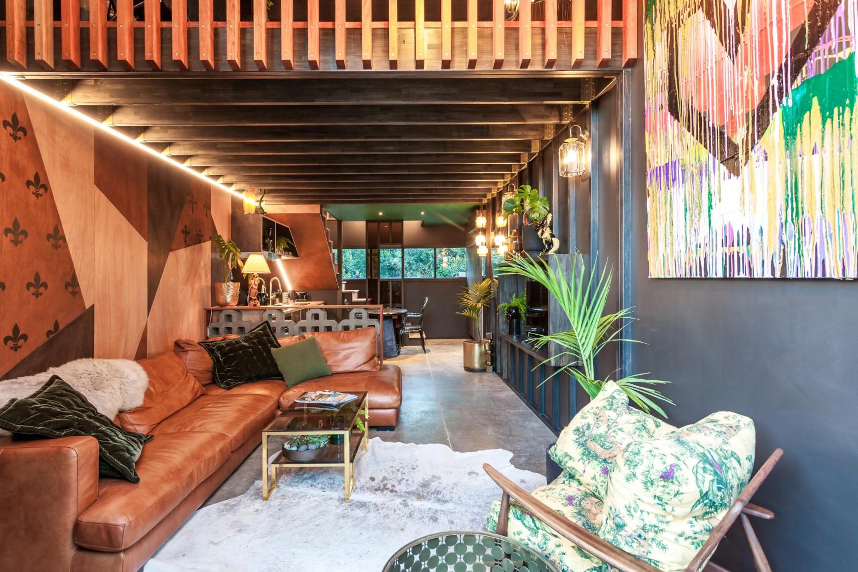 Living room in The Barn, designers dream beach hideaway