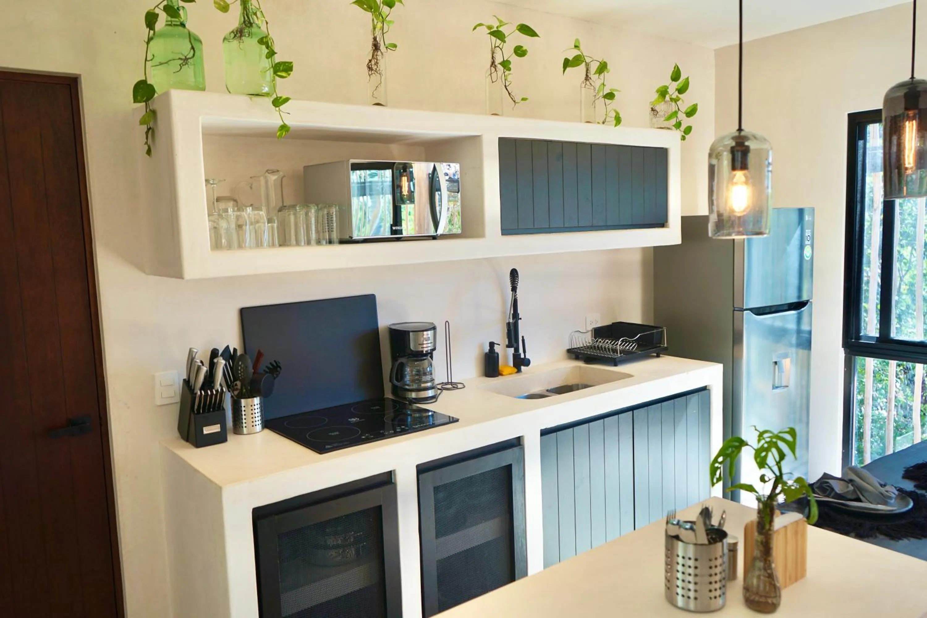 kitchen in Vida Jungle Boho Apart 14 with special fee to access Hotel Bardo