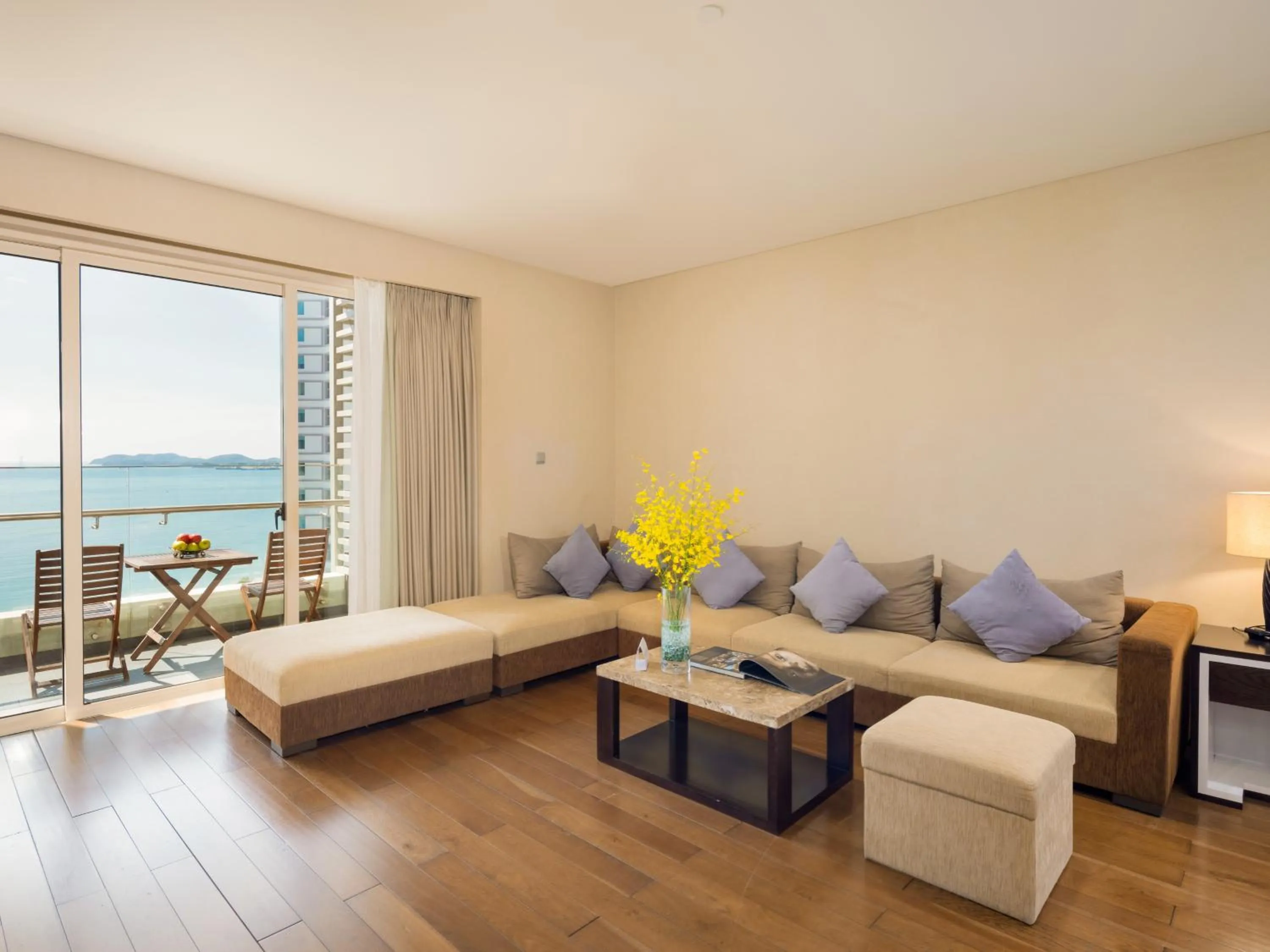 Living room, Bed in The Costa Nha Trang Residences