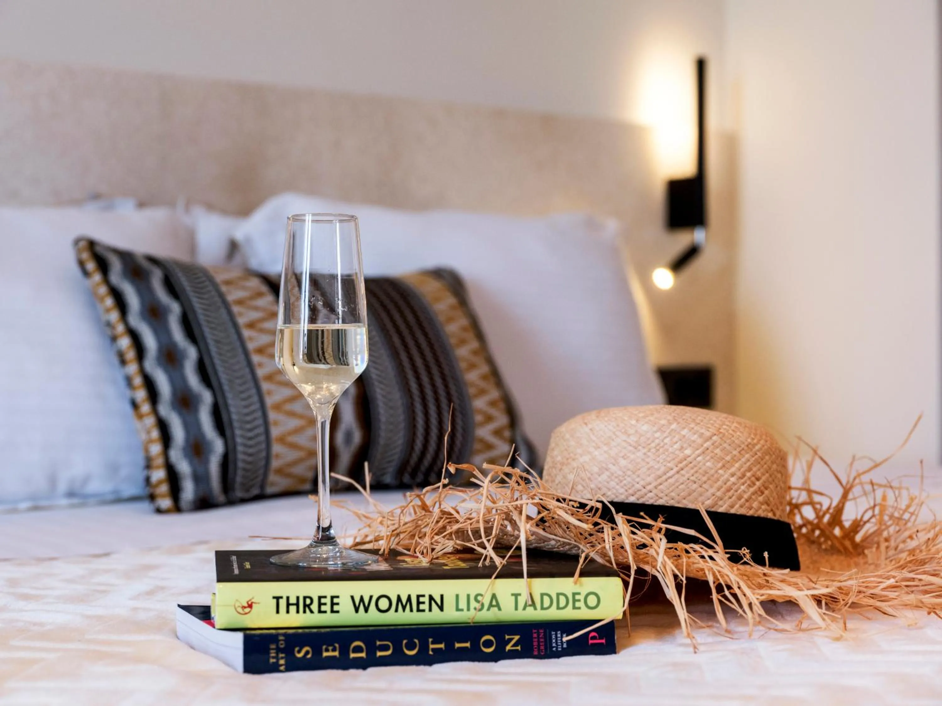 Bed in Yalos Hotel Sunset view Mykonos town private rooms