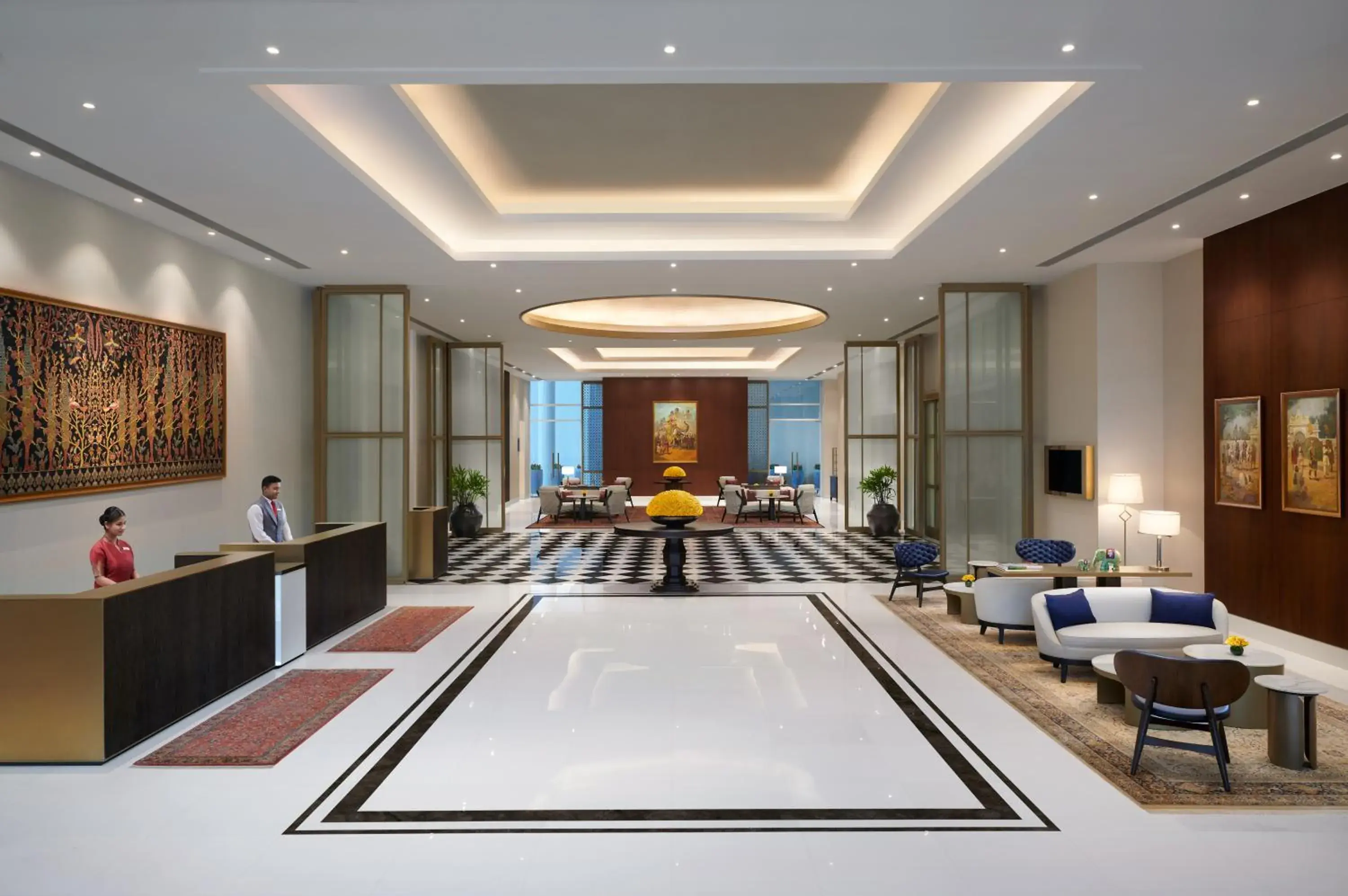 Lobby or reception in The Leela Bhartiya City Bengaluru Lobby or reception in The Leela Bhartiya City Bengaluru