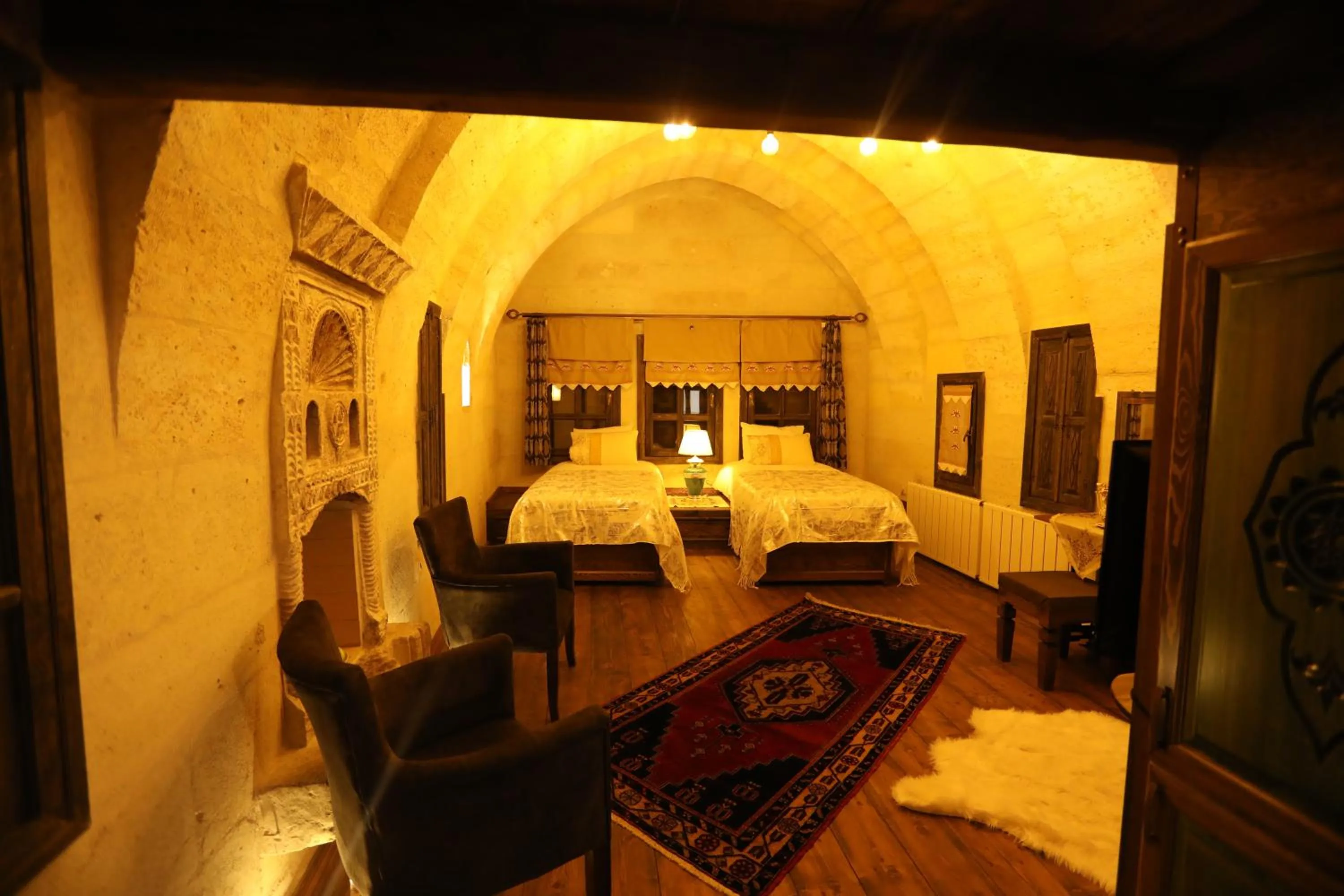 Bed in Hancı Cave Hotel