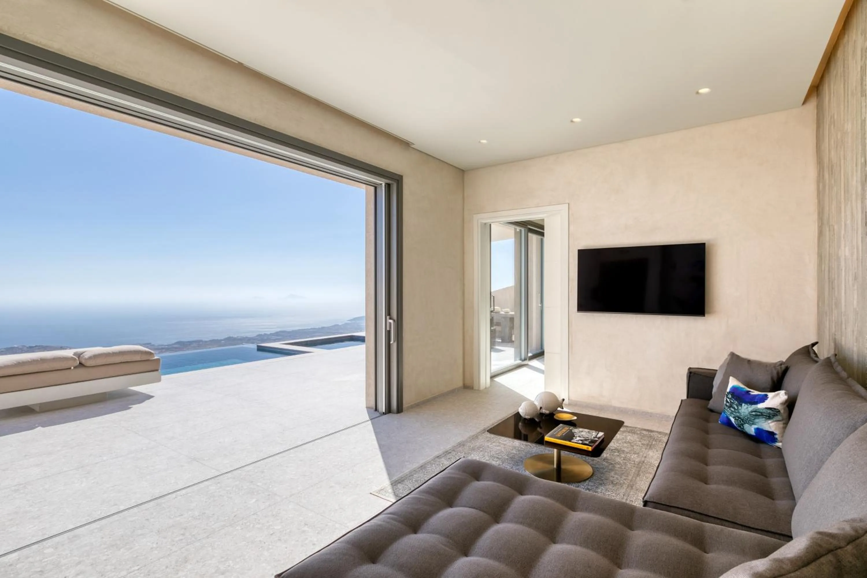 Living room in Santorini Sky, Luxury Resort