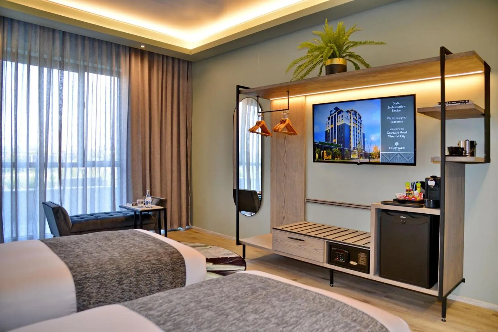 View (from property/room), Bed in Courtyard Hotel Waterfall City