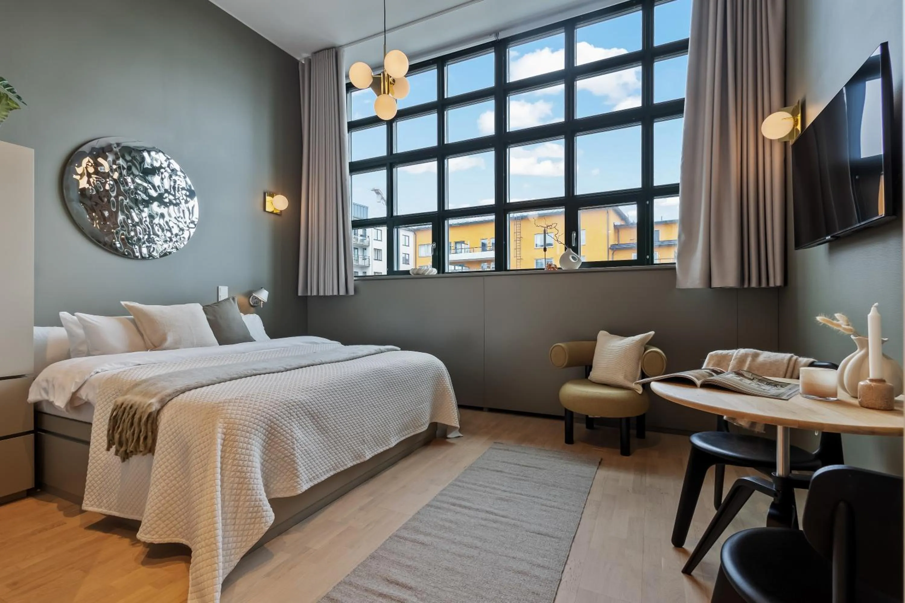 Bed in Unity Hammarby Sjöstad - A Studio Hotel