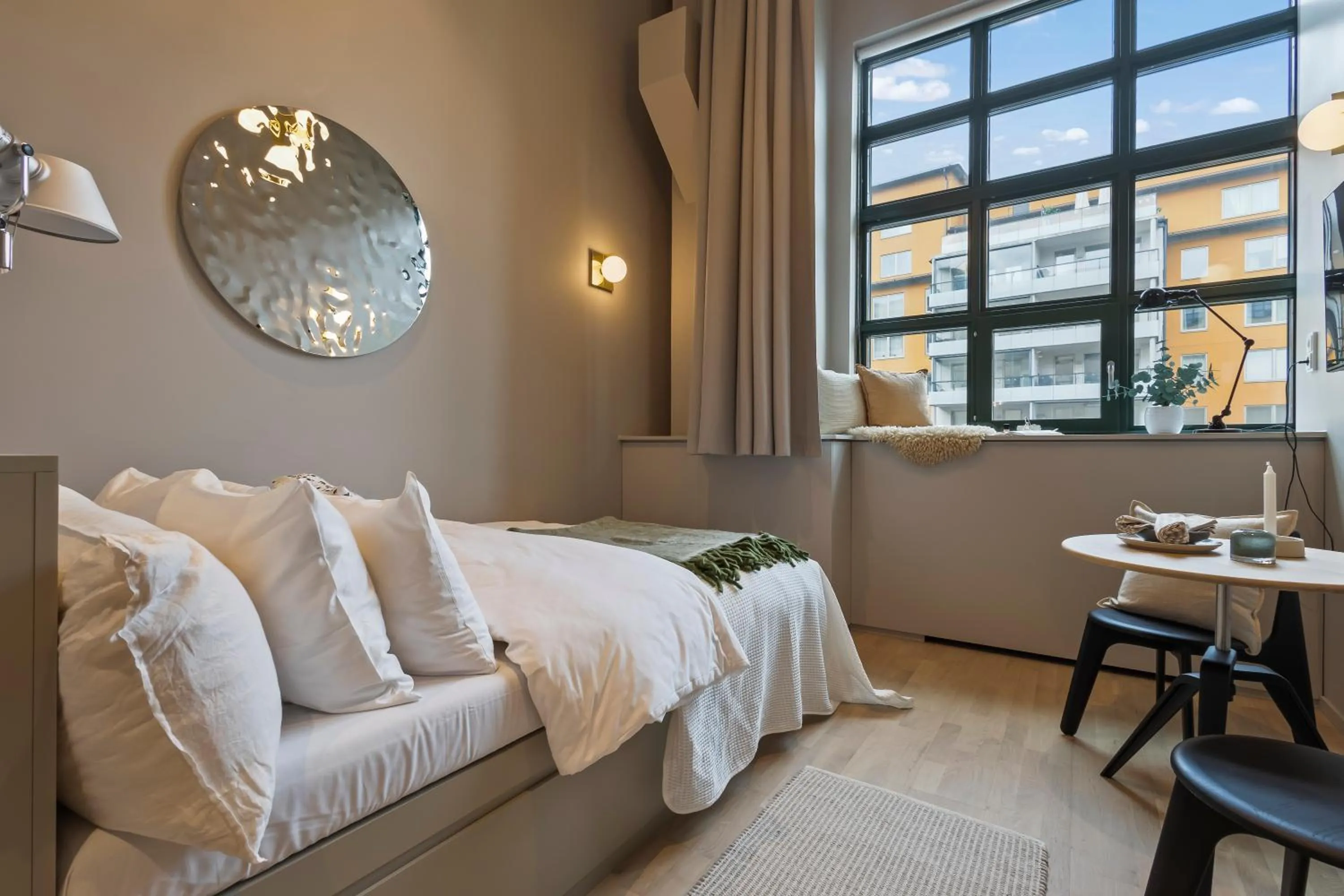 Bed in Unity Hammarby Sjöstad - A Studio Hotel