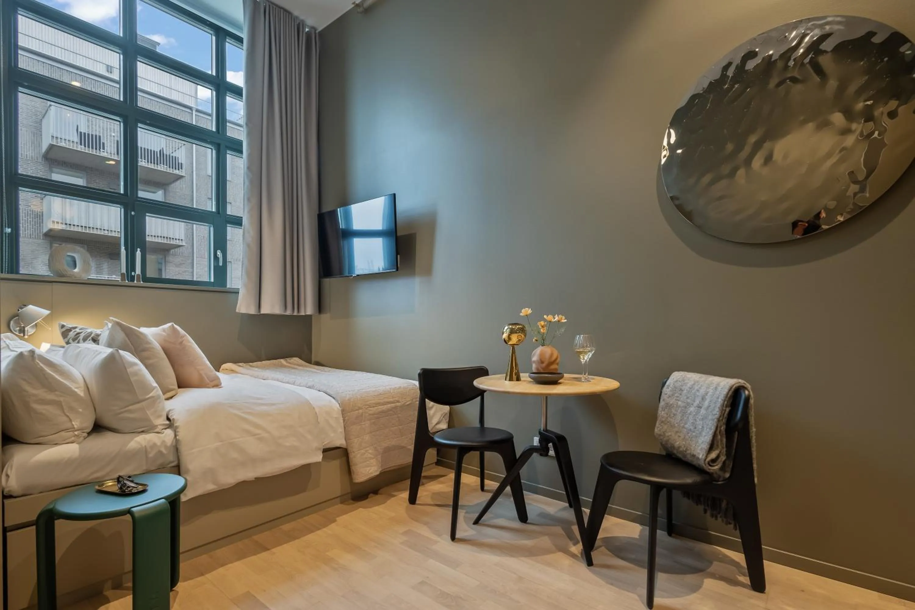 Bed in Unity Hammarby Sjöstad - A Studio Hotel