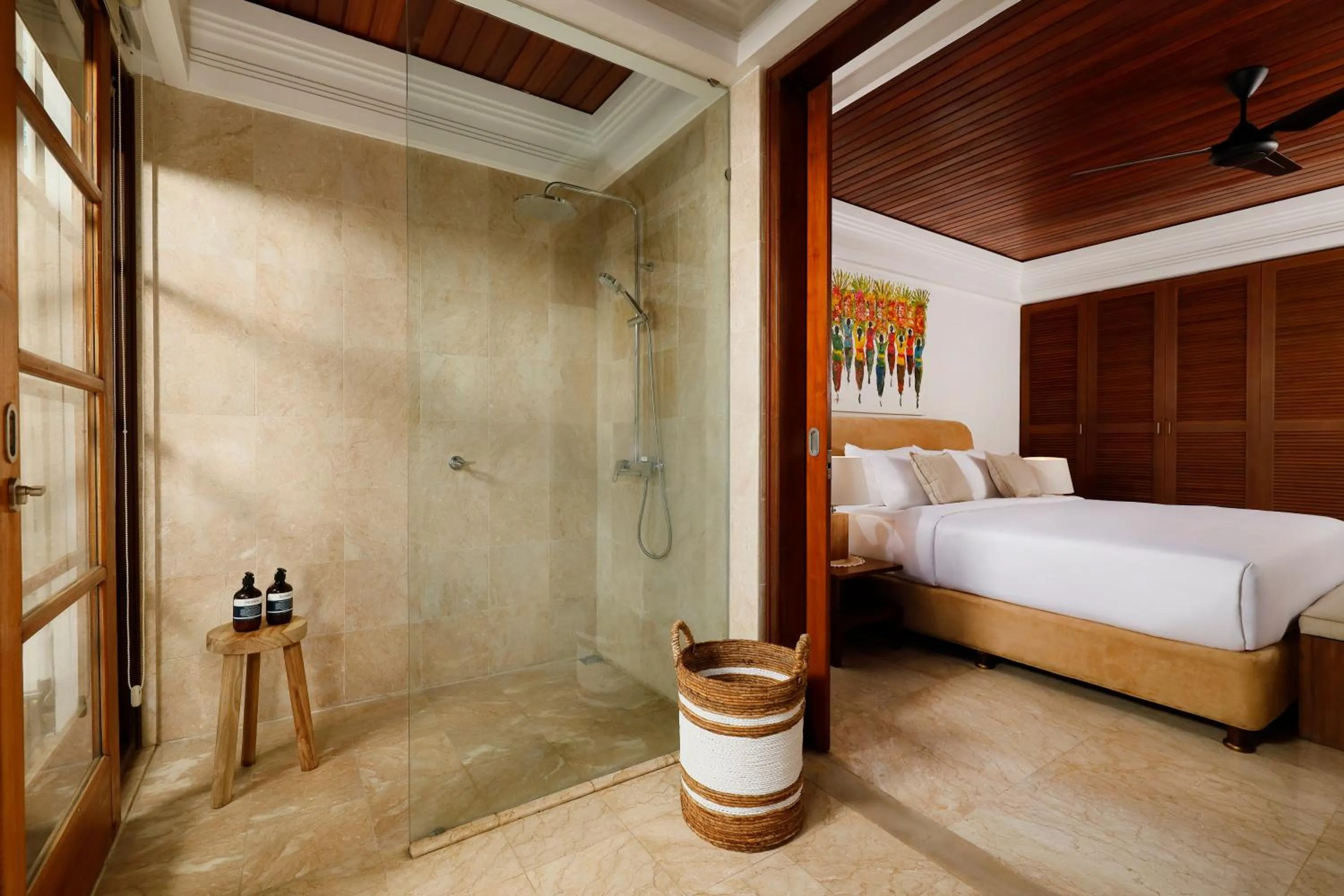 Shower, Bed in Jimbaran Beach Villas by Nakula