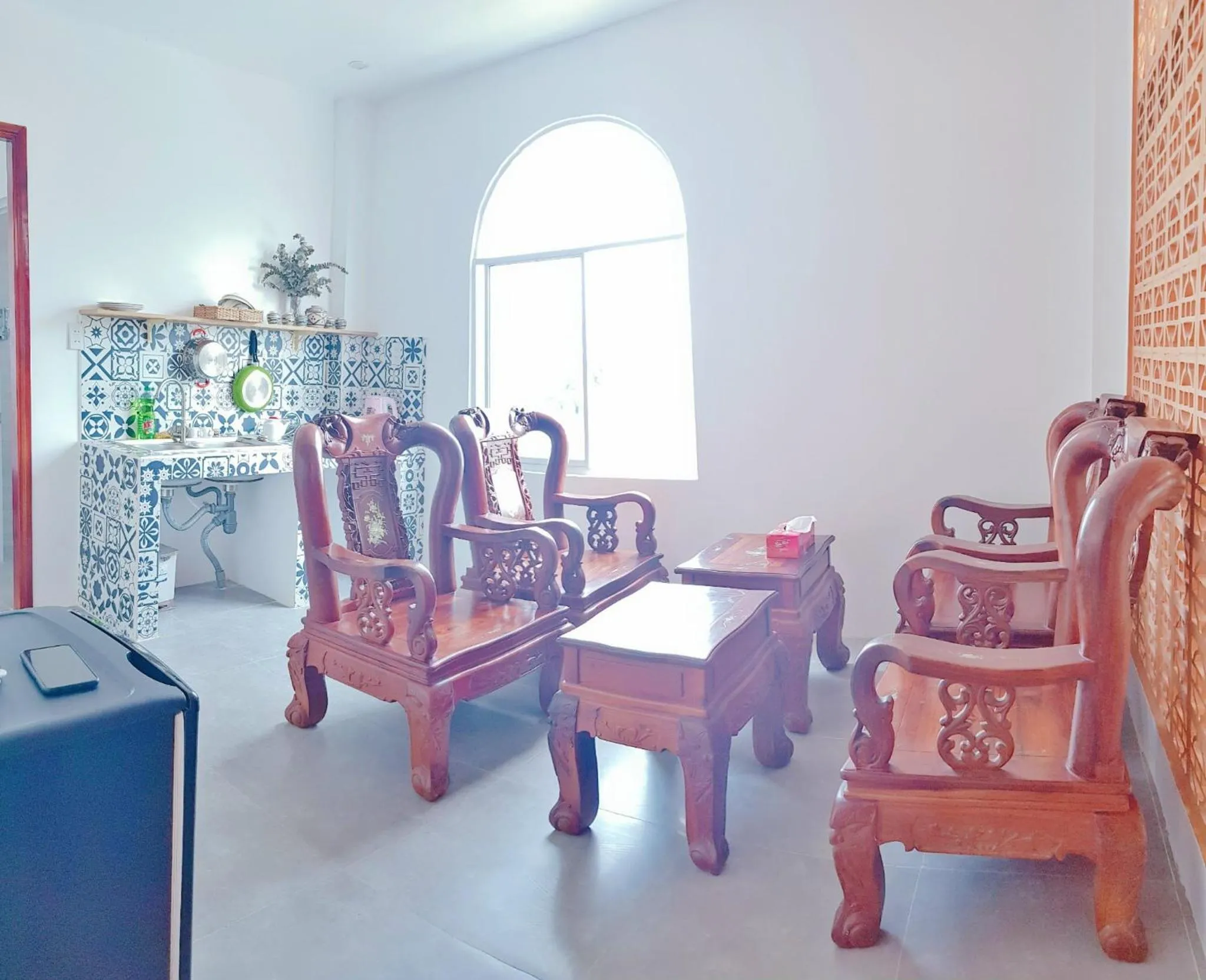 Seating area in Mekong 69 Hostel