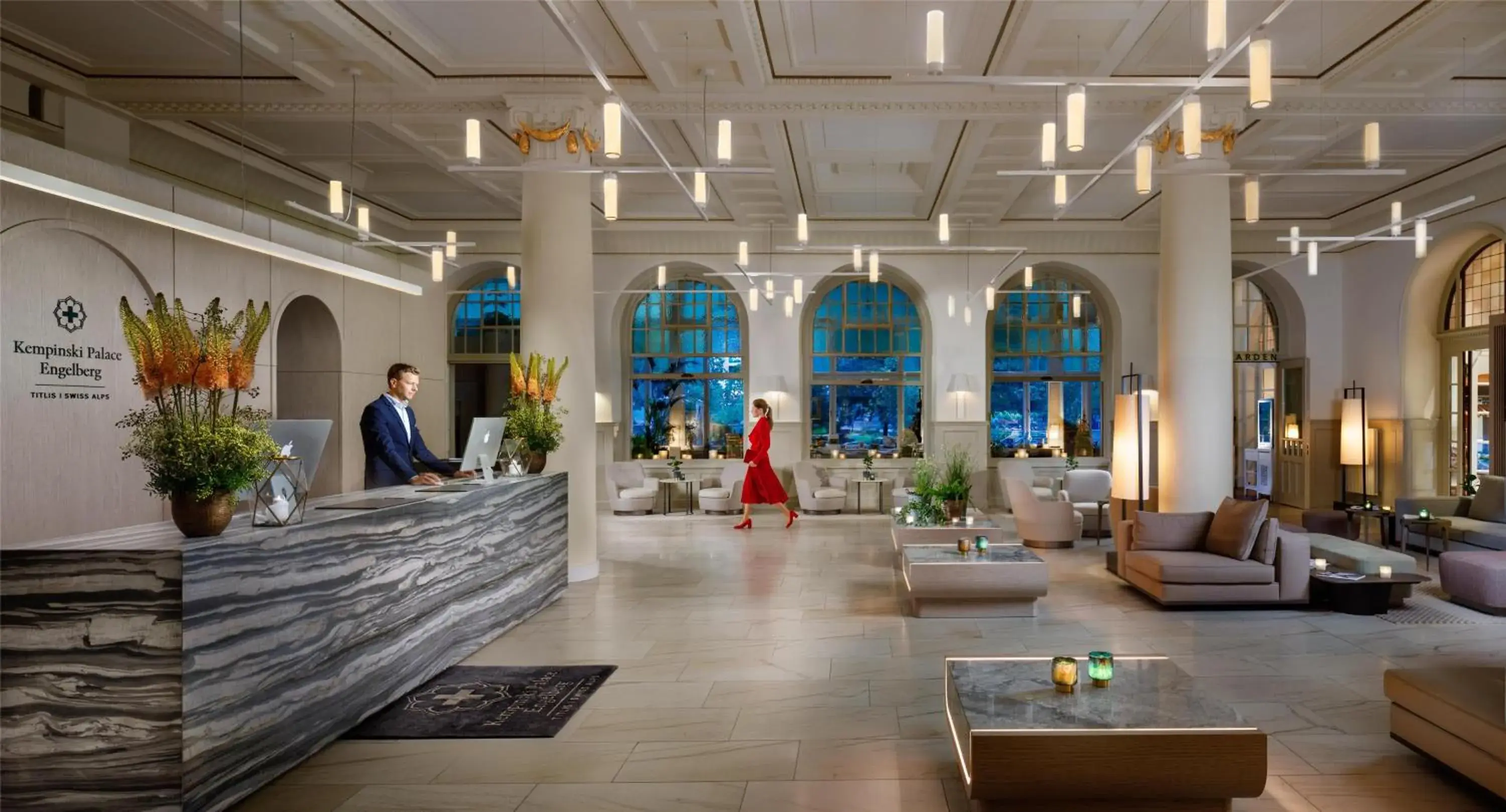 Lobby or reception in Kempinski Palace Engelberg Lobby or reception in Kempinski Palace Engelberg
