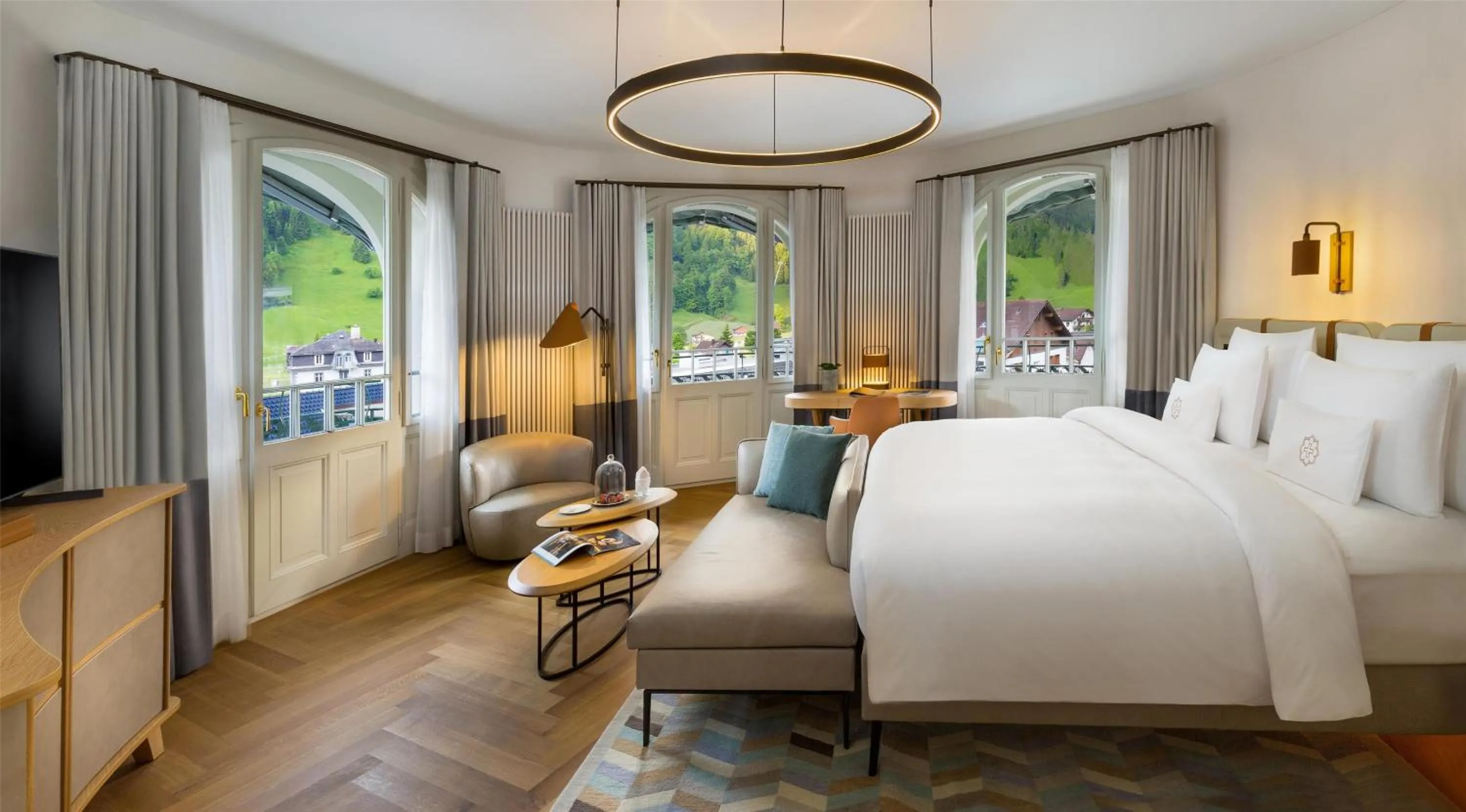 Bedroom, Bed in Kempinski Palace Engelberg