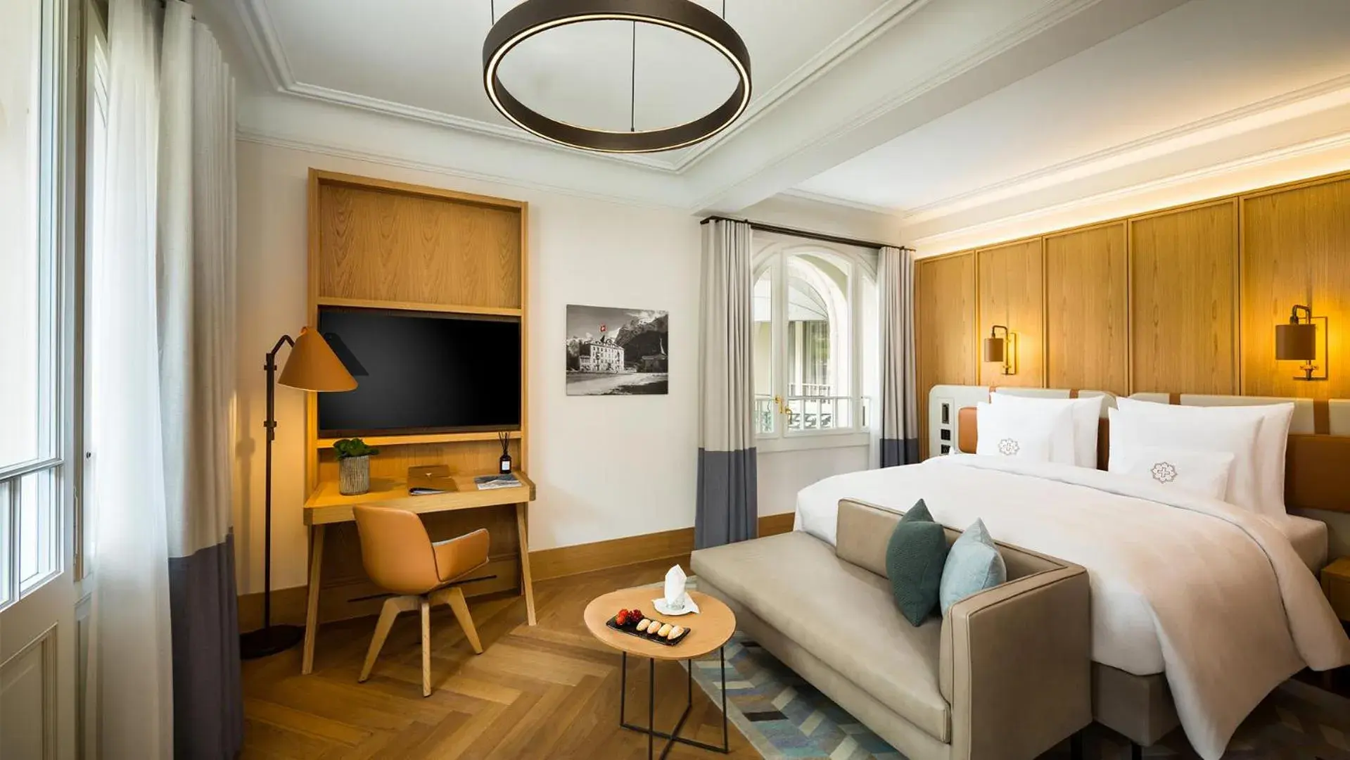 Property building, Bed in Kempinski Palace Engelberg Property building, Bed in Kempinski Palace Engelberg