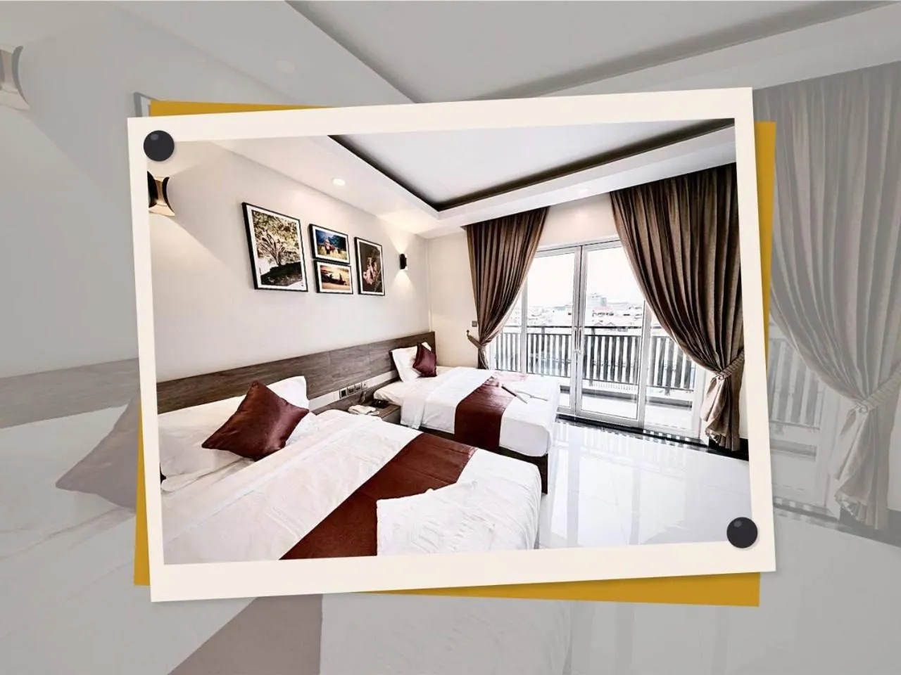 Bed in Twin Hotel Kampot