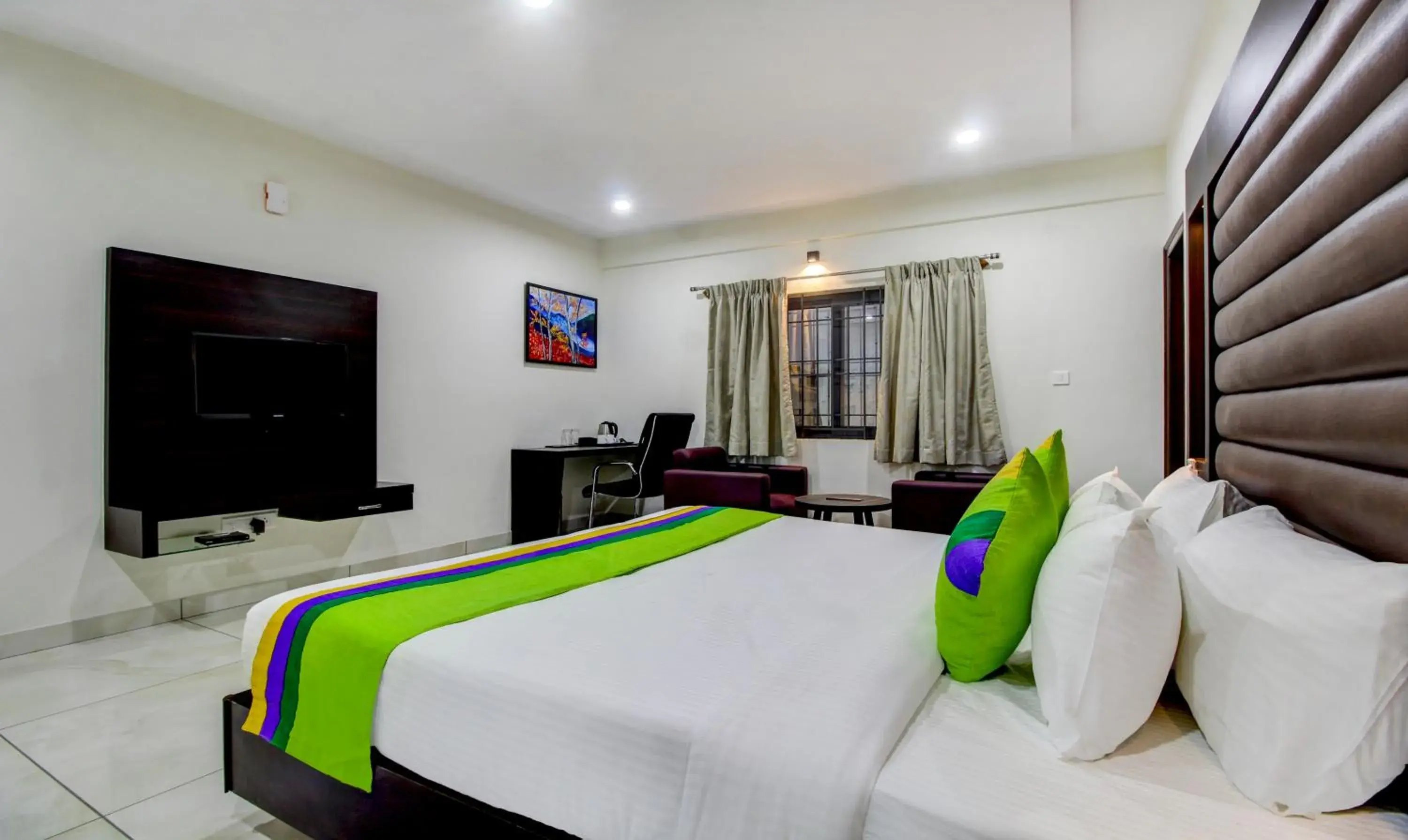 Bedroom, Bed in Treebo Sampradaya Bistro, Mailasandra Bedroom, Bed in Treebo Sampradaya Bistro, Mailasandra