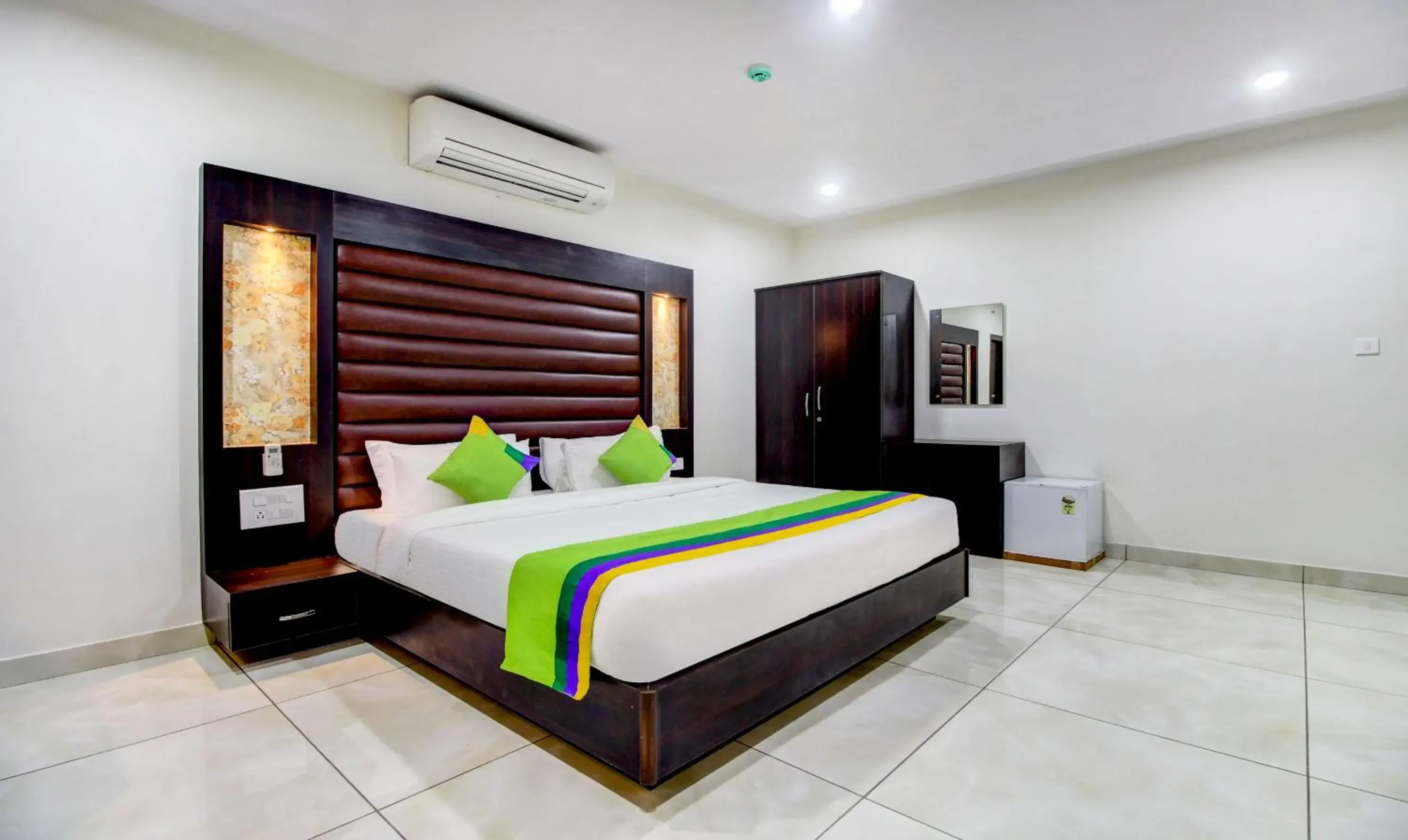 Bedroom, Bed in Treebo Sampradaya Bistro, Mailasandra Bedroom, Bed in Treebo Sampradaya Bistro, Mailasandra