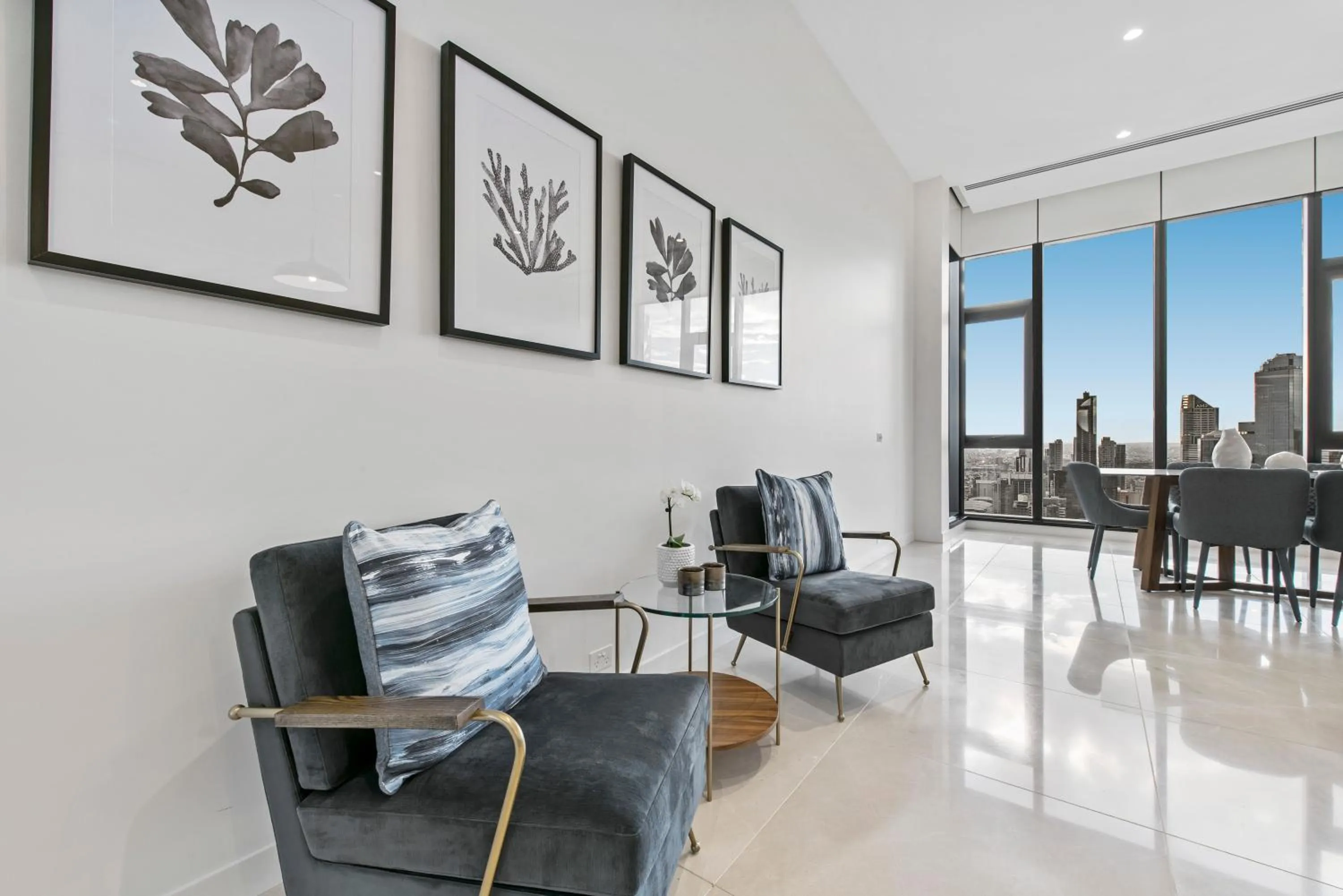 Seating area in Melbourne City Apartments Panoramic Skyview Penthouse