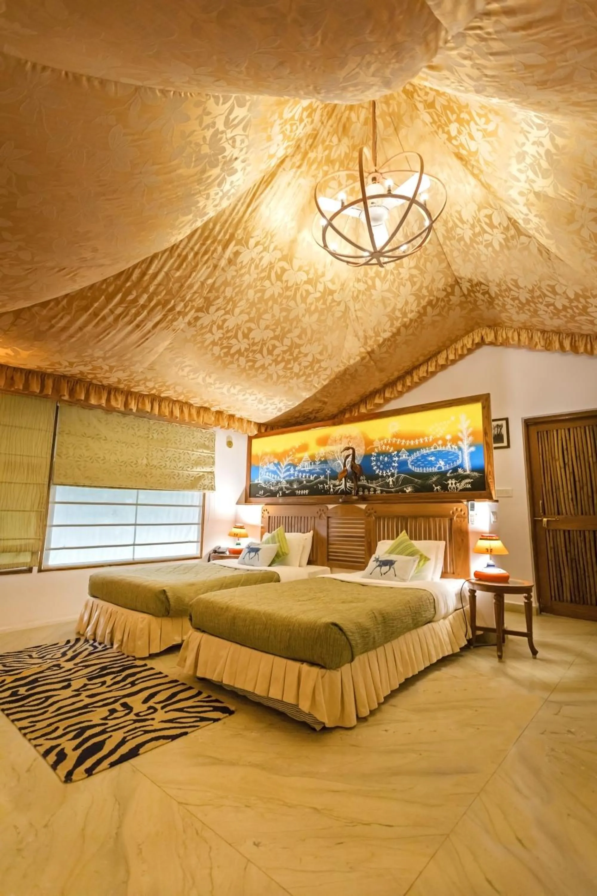 Bed in Pench Jungle Camp