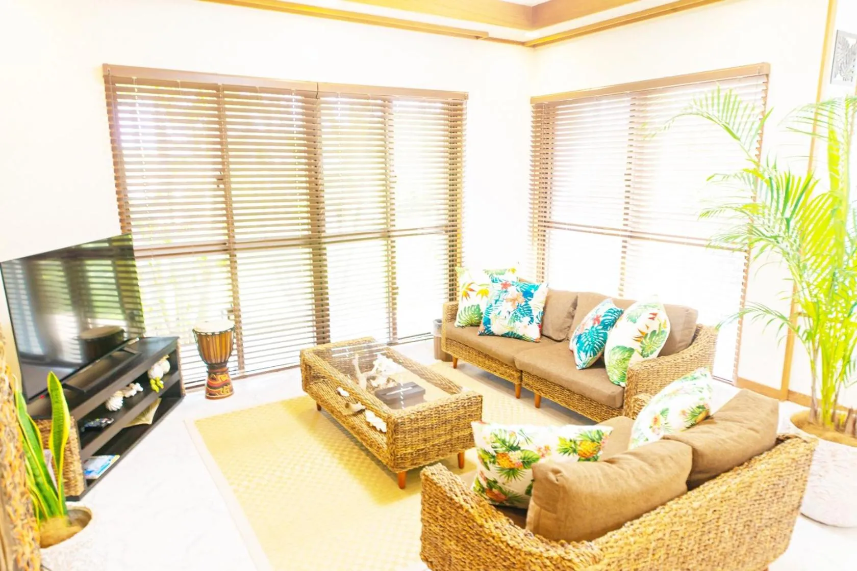 Living room in Palm Villa Ishigakijima yugafu