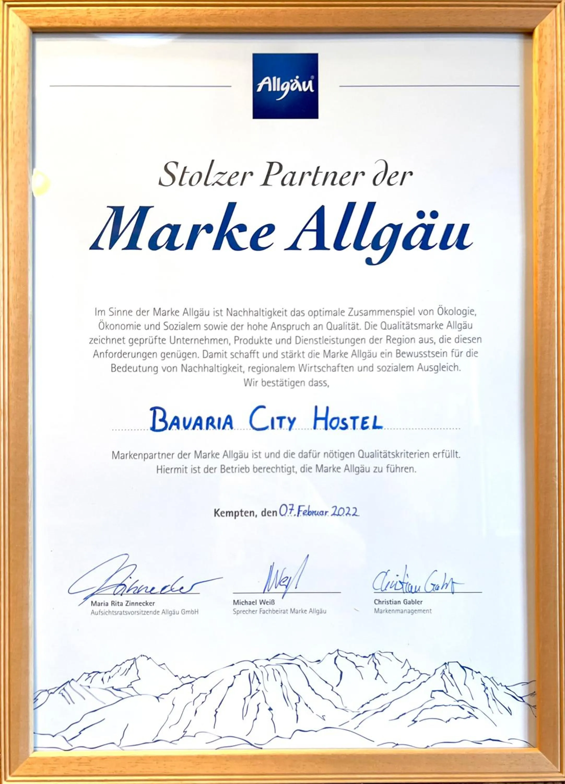 Certificate/Award in Bavaria City Hostel - Design Hostel