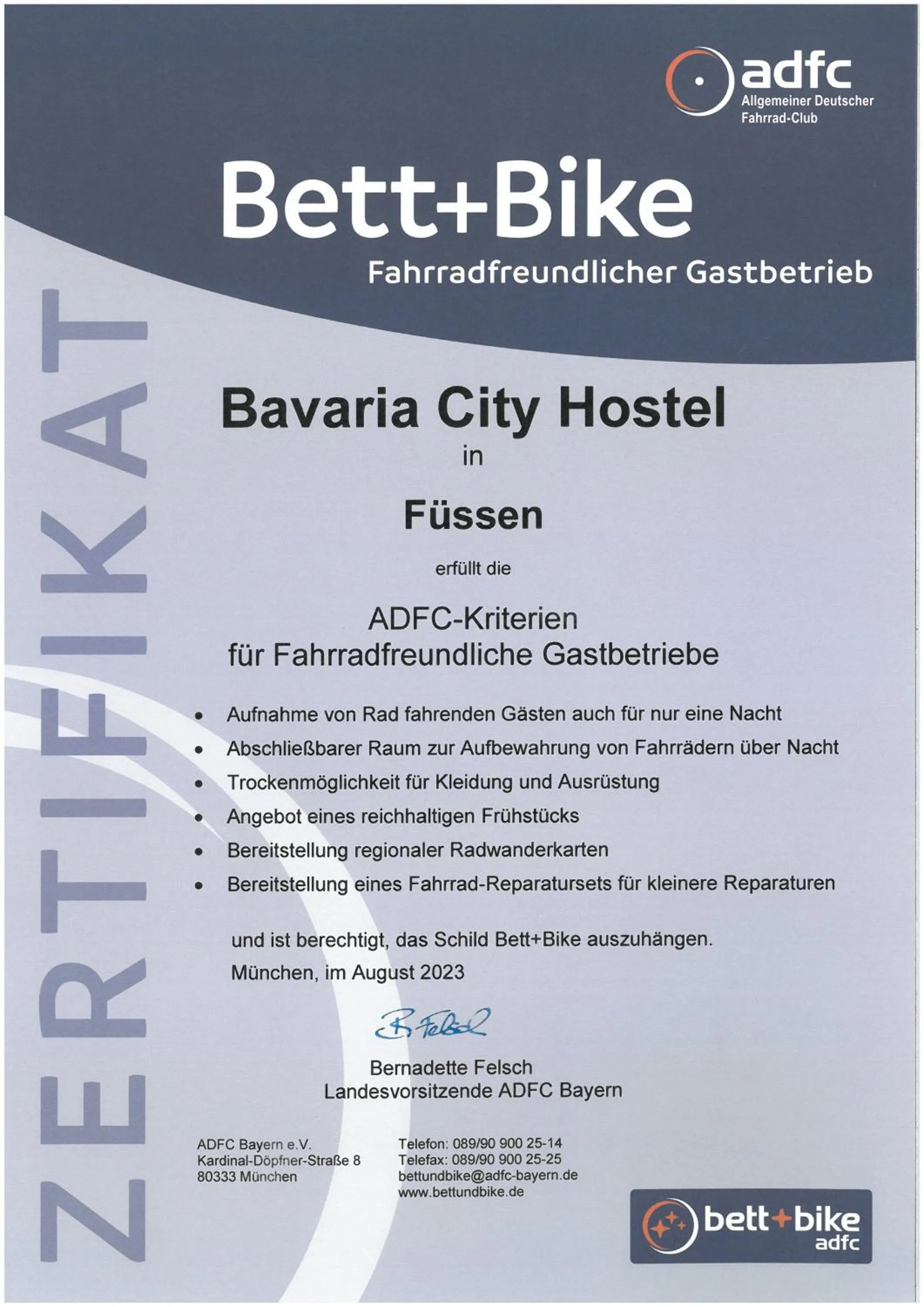 Certificate/Award in Bavaria City Hostel - Design Hostel