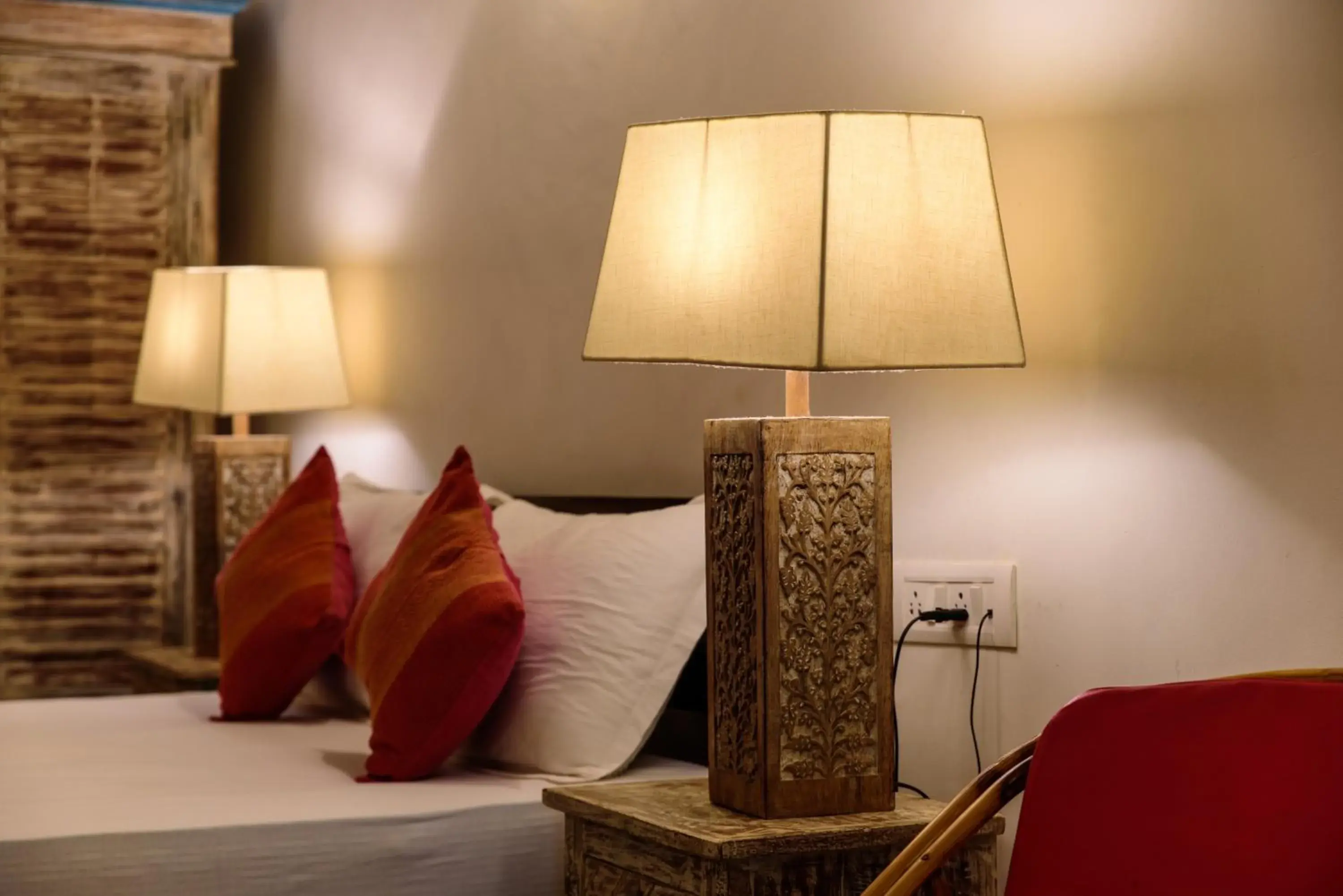 Decorative detail, Bed in Little India Beach Cottages Decorative detail, Bed in Little India Beach Cottages