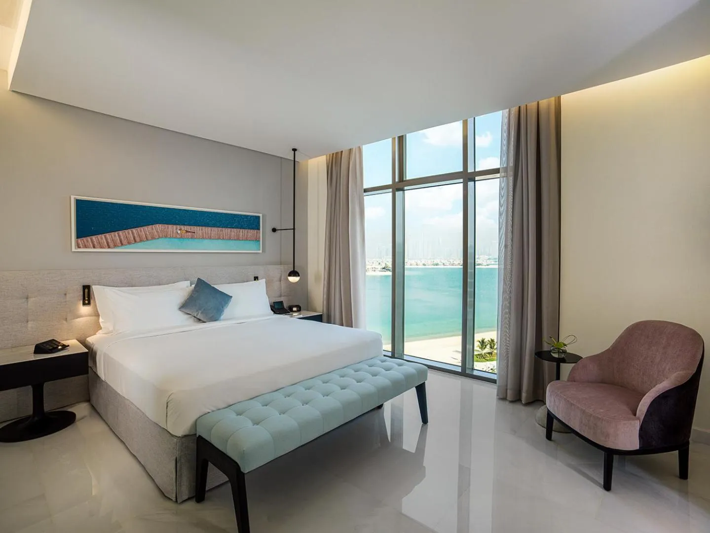 Bed in Th8 Palm Dubai Beach Resort, Vignette Collection by IHG