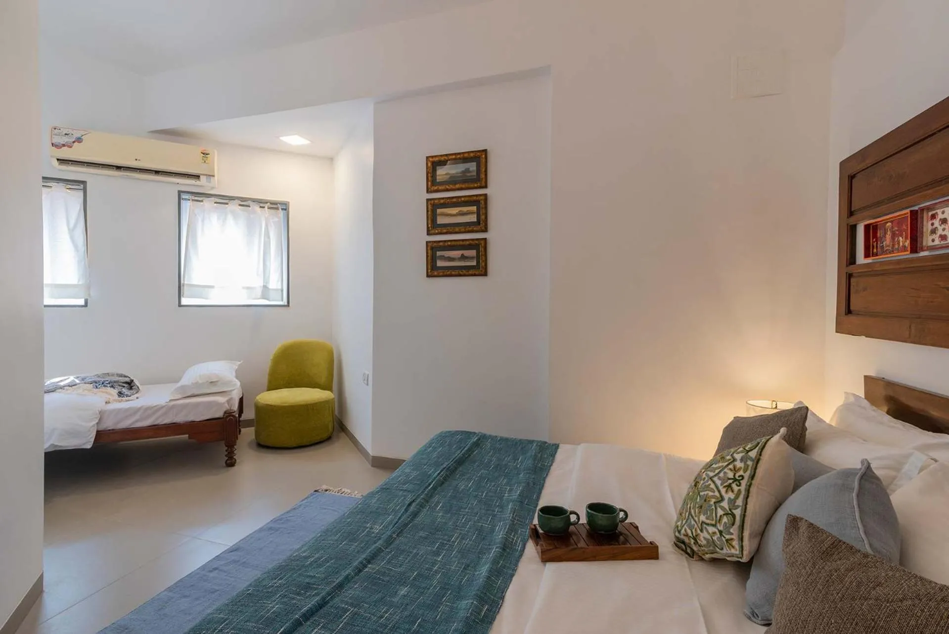 Bedroom, Bed in El Cottage by StayVista - An enchanting escape with Scenic views, Colonial decor & Private plunge pool