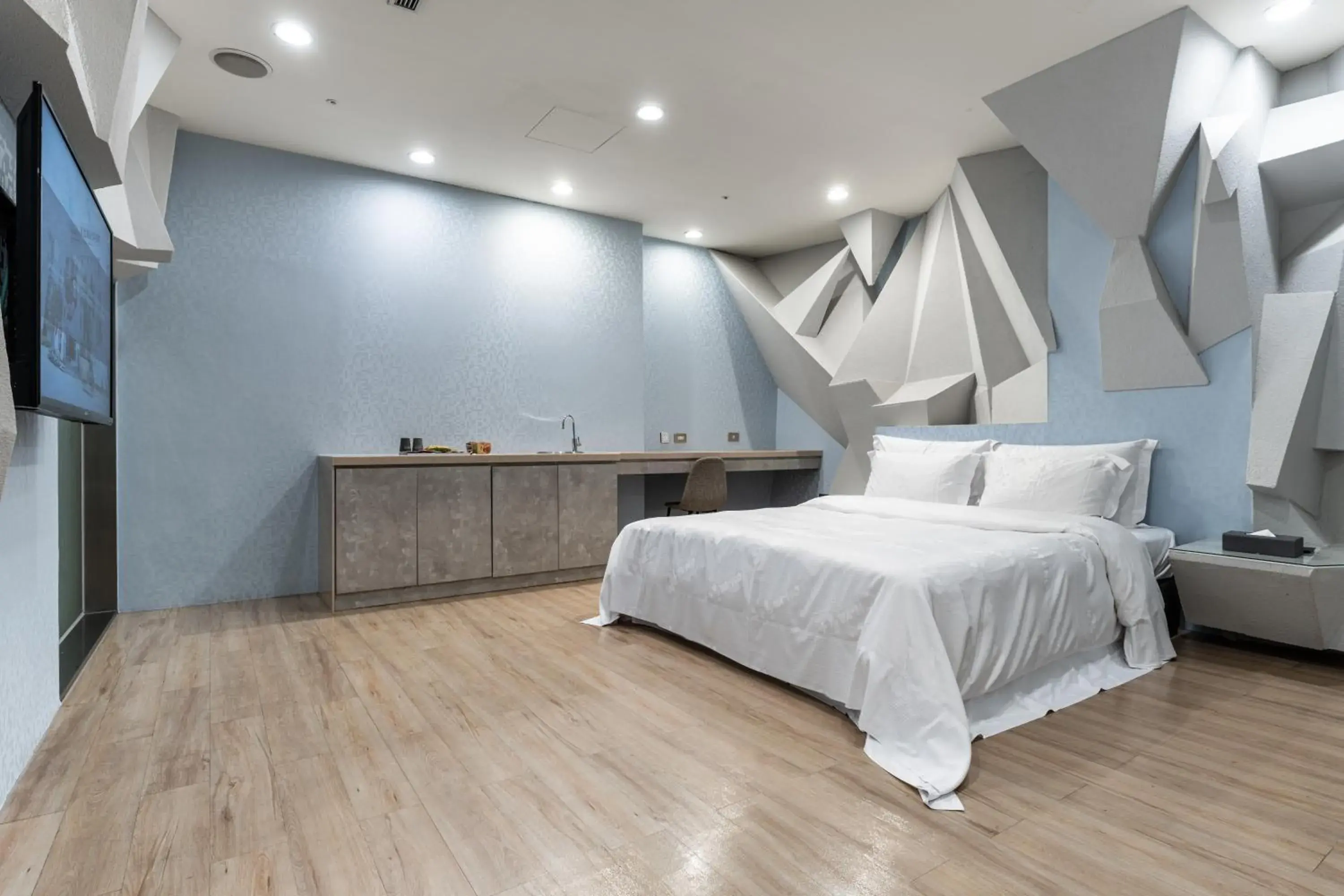 Bed in OHYA Chain Boutique Motel Taoyuan Bed in OHYA Chain Boutique Motel Taoyuan