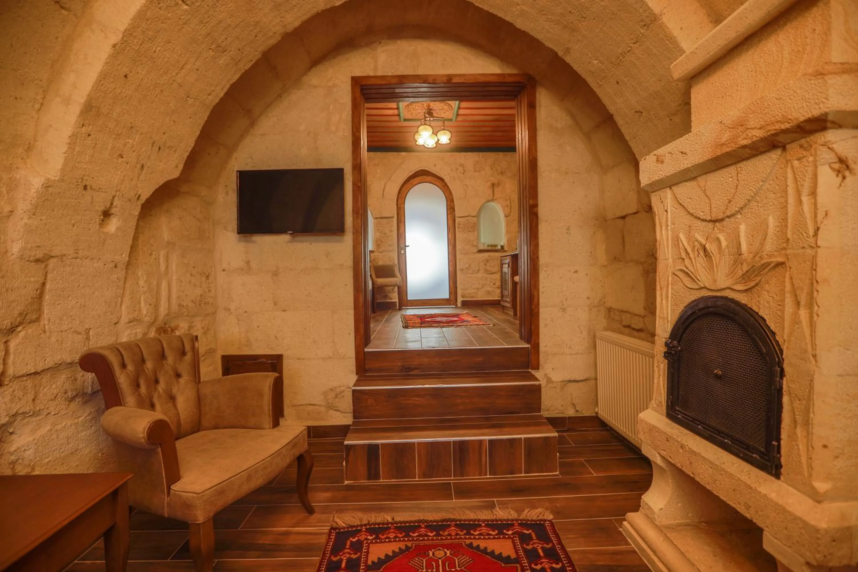 Seating area in Ada Cave Suites