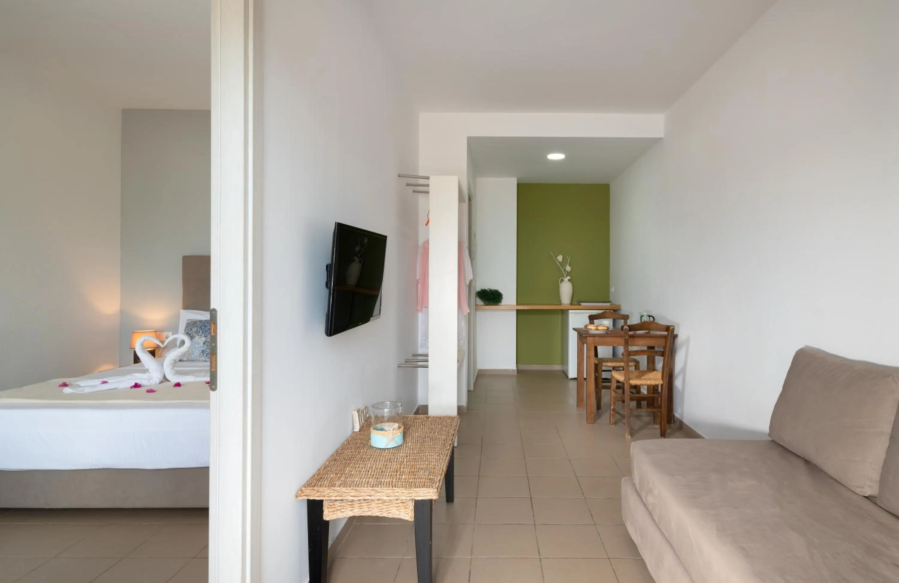 Living room, Bed in Aegean Apartments