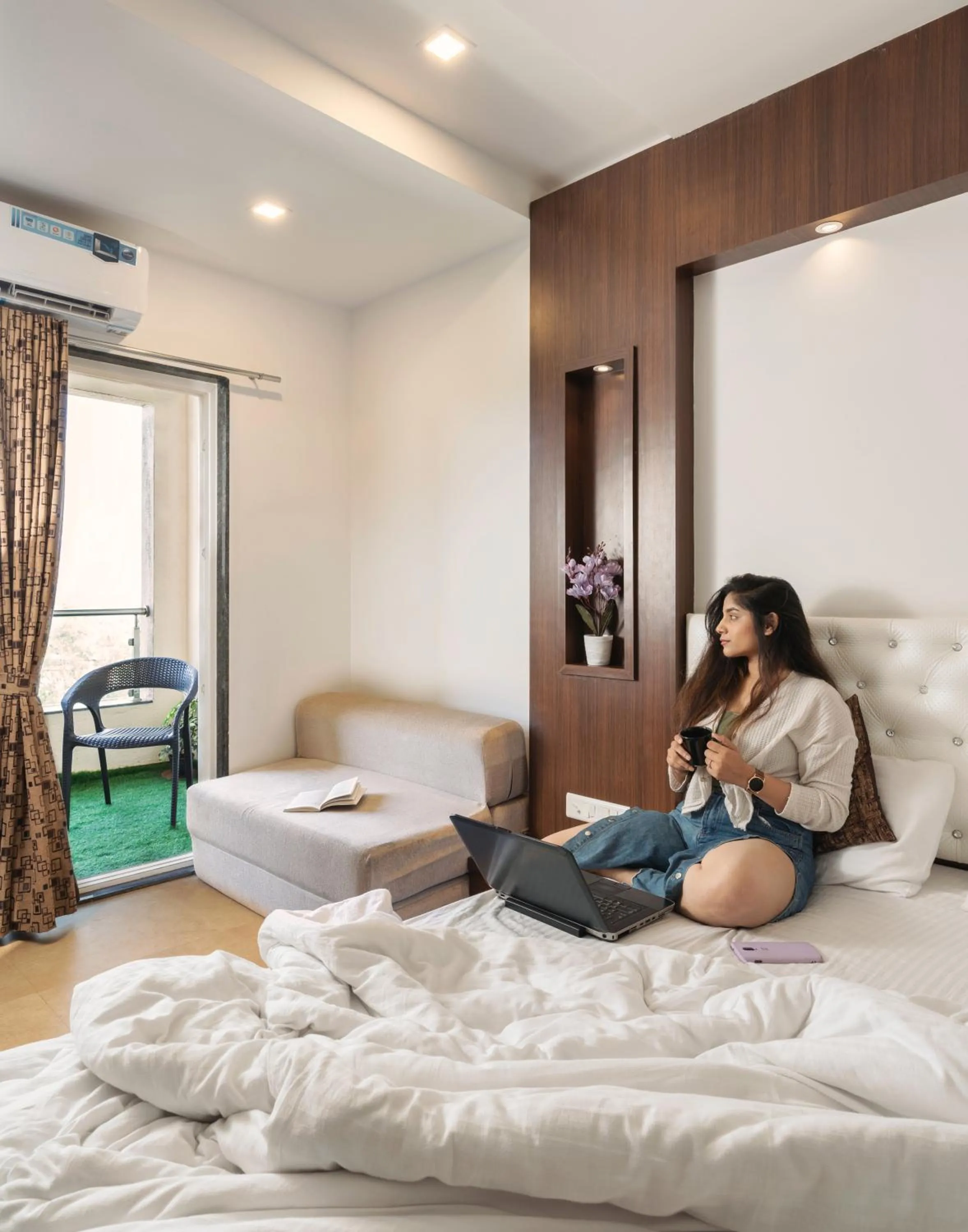 People, Bed in Blizzard Resort