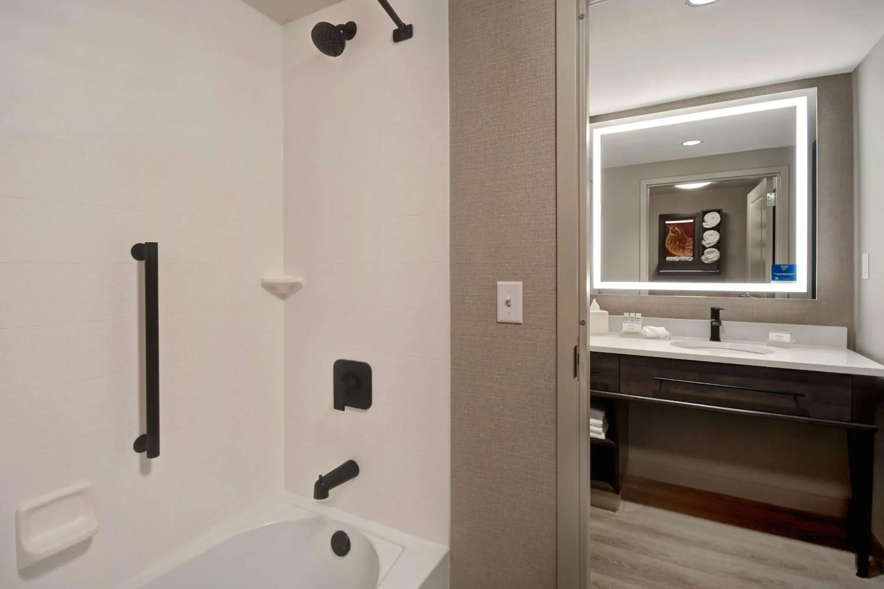 Bathroom in Homewood Suites by Hilton Tuscaloosa Downtown- Near Univ of Alabama Bathroom in Homewood Suites by Hilton Tuscaloosa Downtown- Near Univ of Alabama