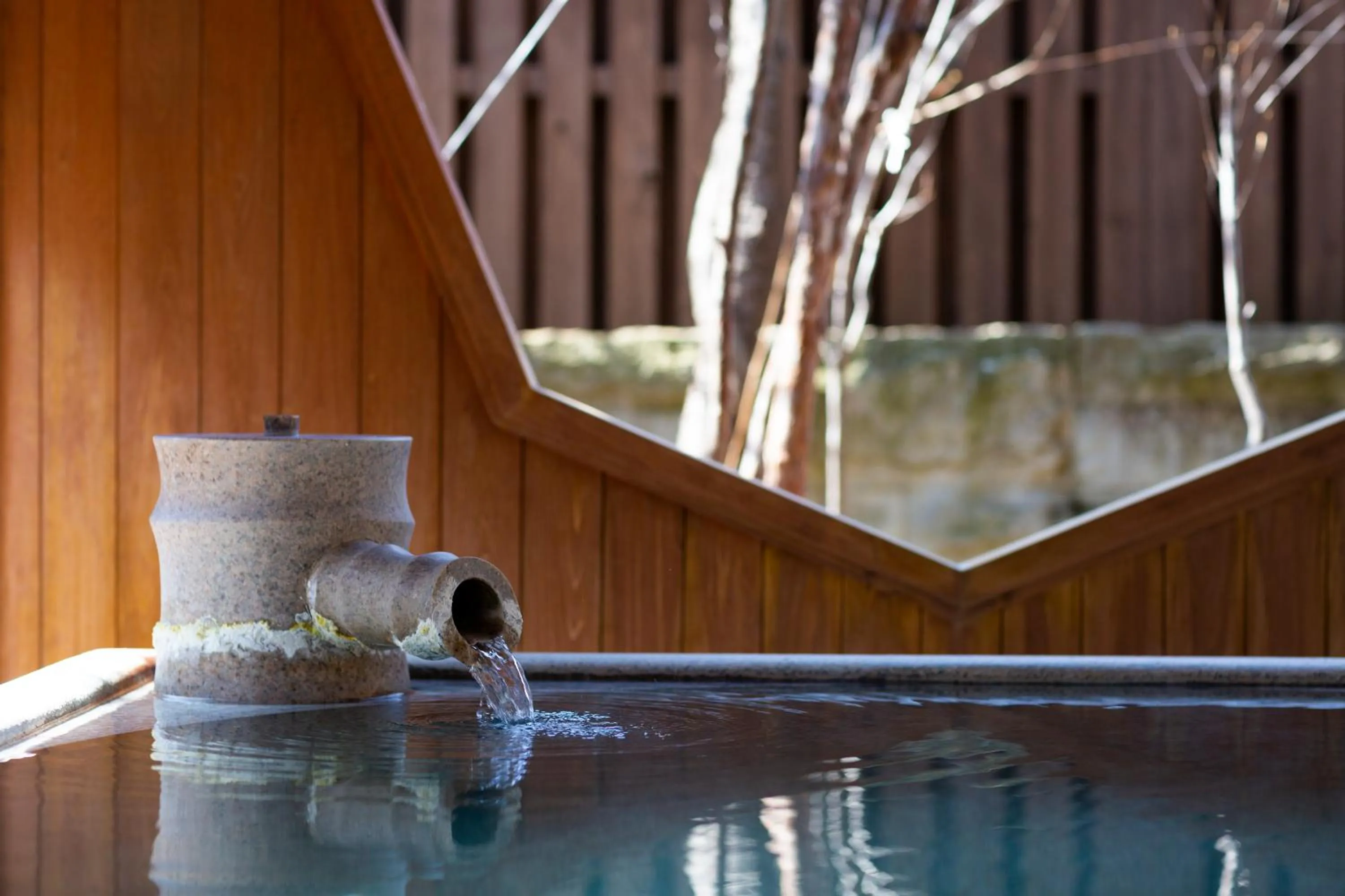 Hot Spring Bath in Kusatsu Onsen Hotel Village