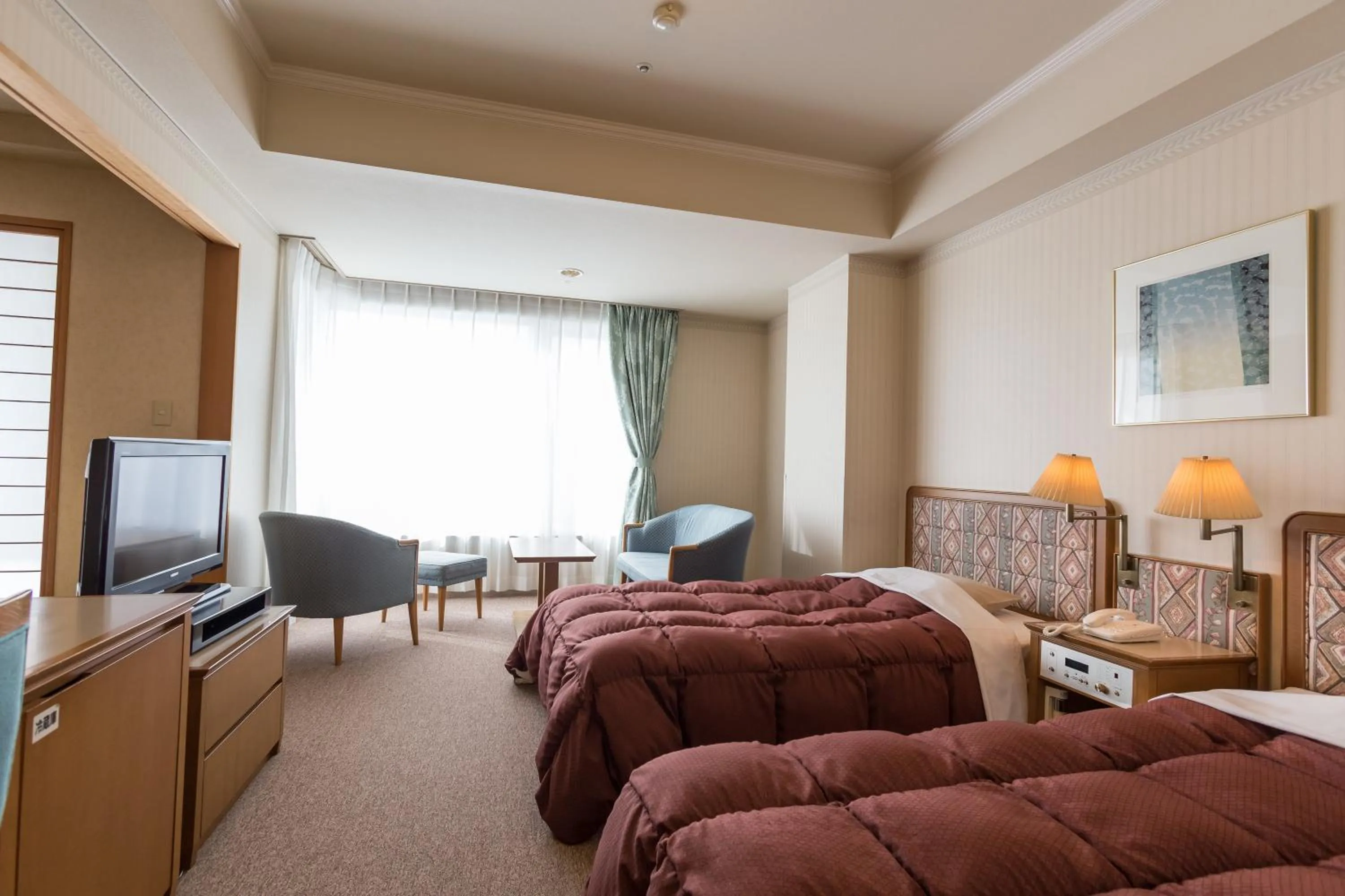 Day, Bed in Kusatsu Onsen Hotel Village