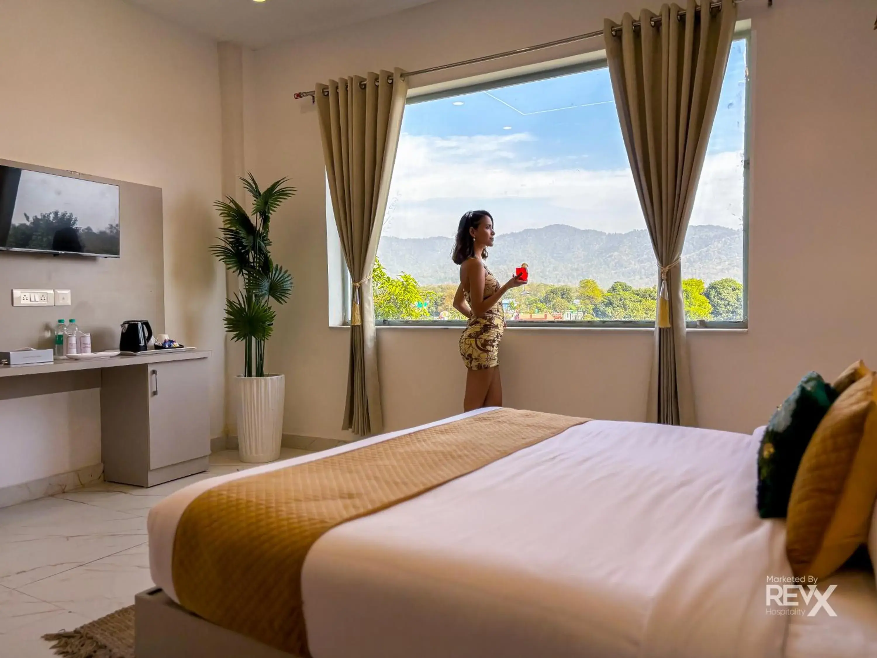 Bed in The Neeraj River Forest Resort Ayurvedic Wellness Center Bed in The Neeraj River Forest Resort Ayurvedic Wellness Center