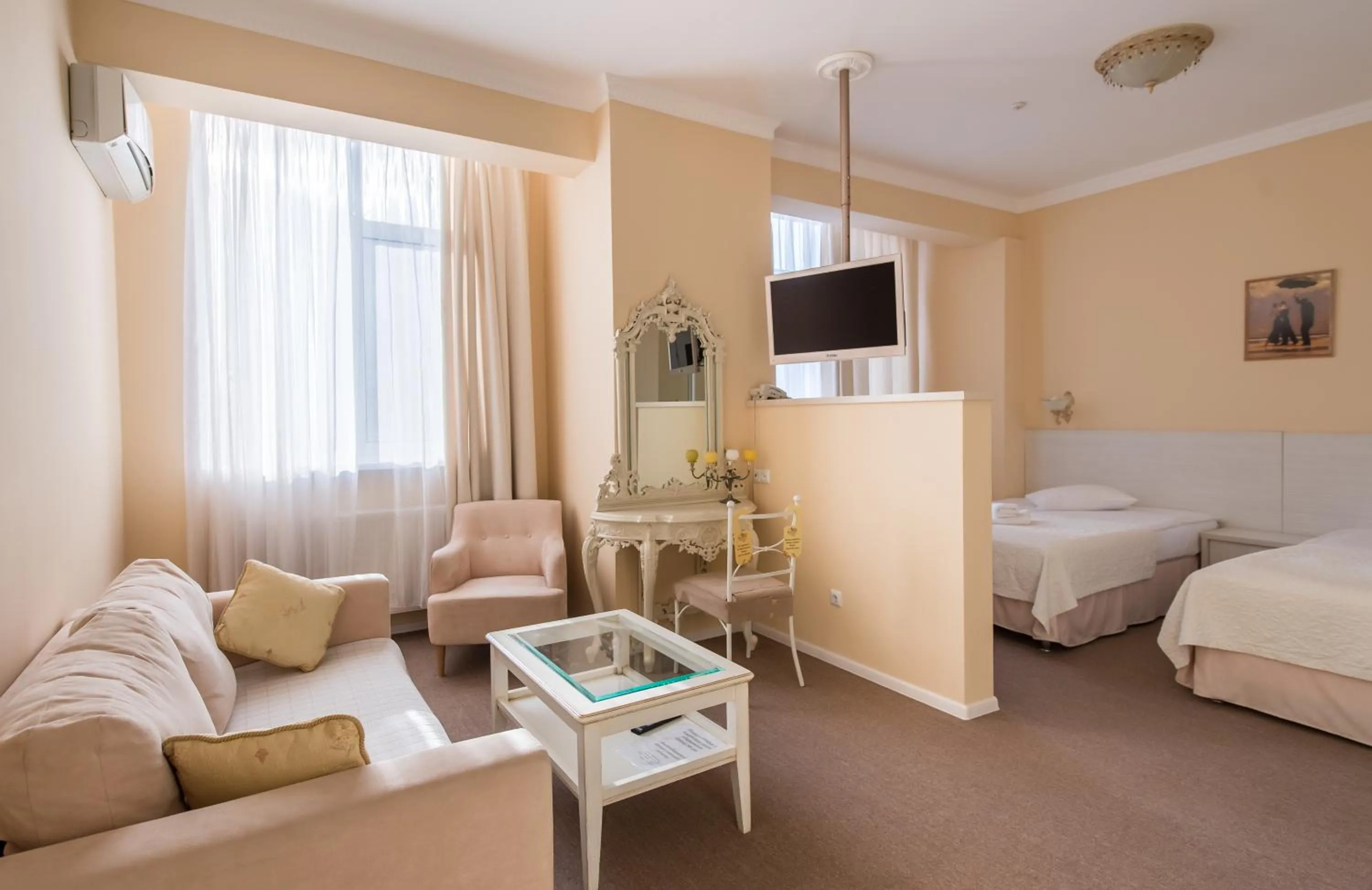 Photo of the whole room, Bed in light hotel & hub