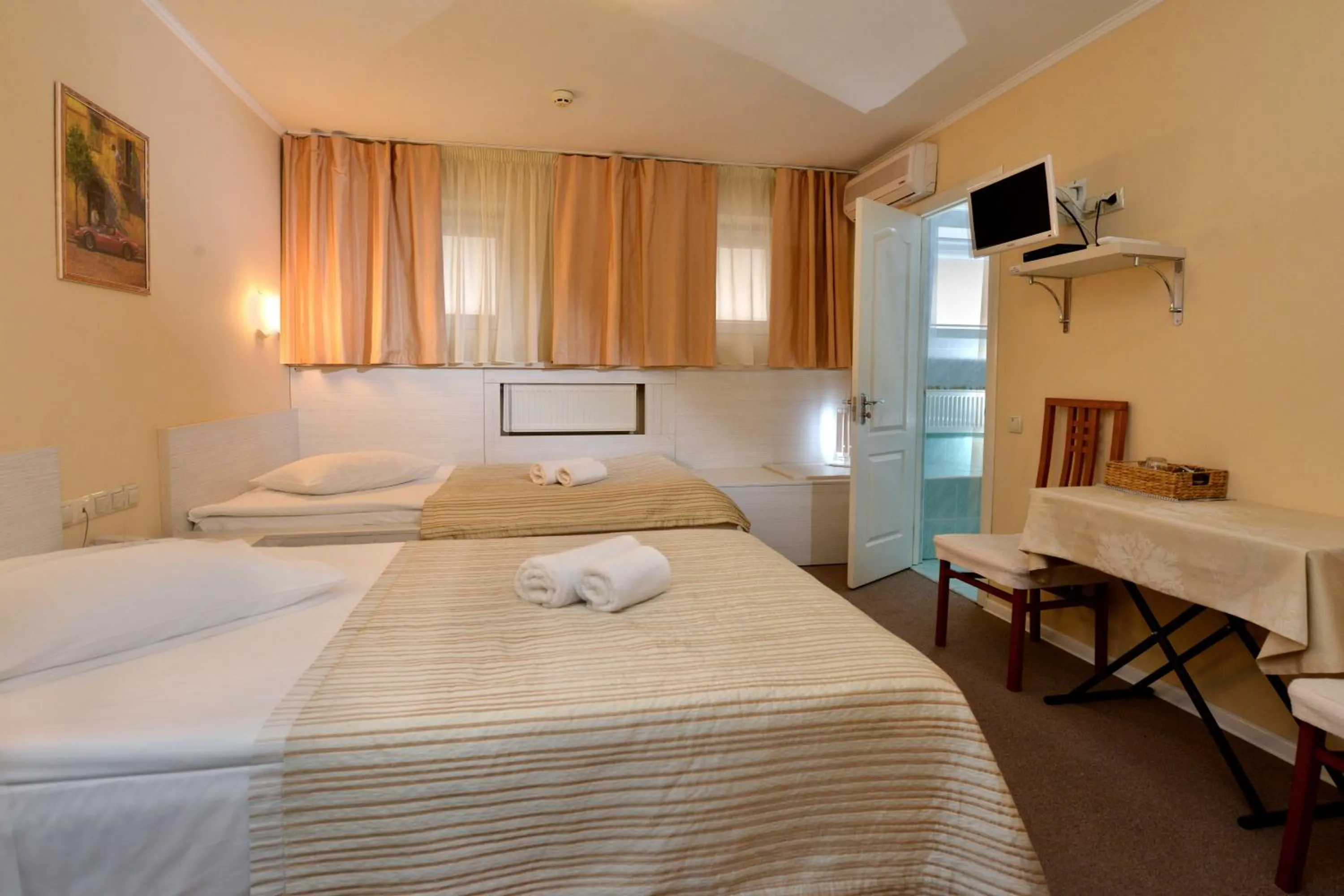Bed in light hotel & hub