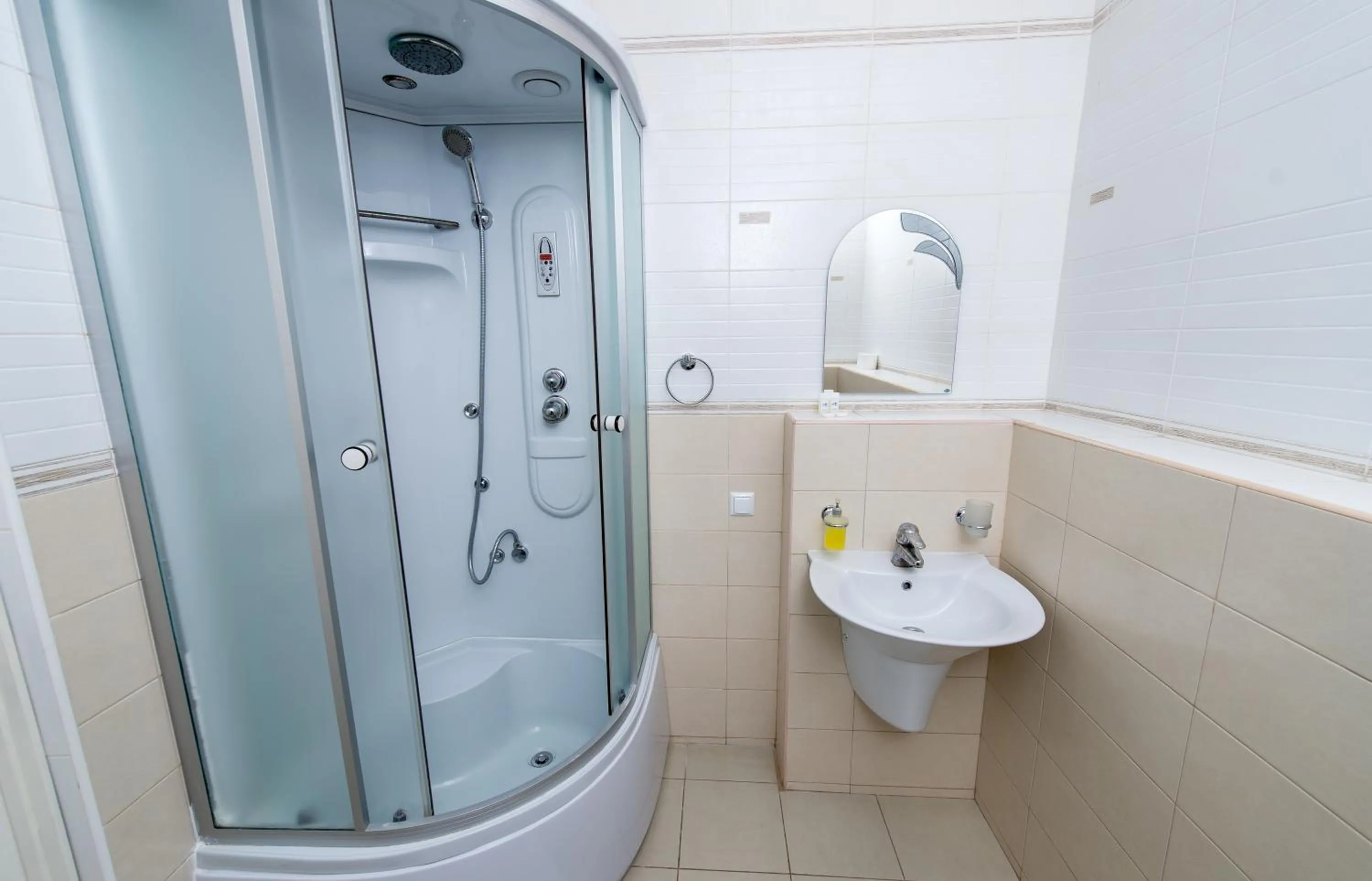 Bathroom in light hotel & hub